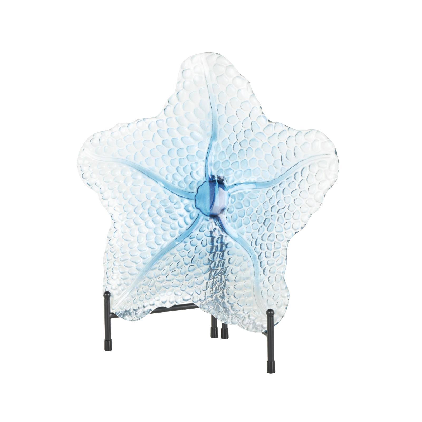 19.5" Blue Ombre Glass Starfish Charger with Metal Stand