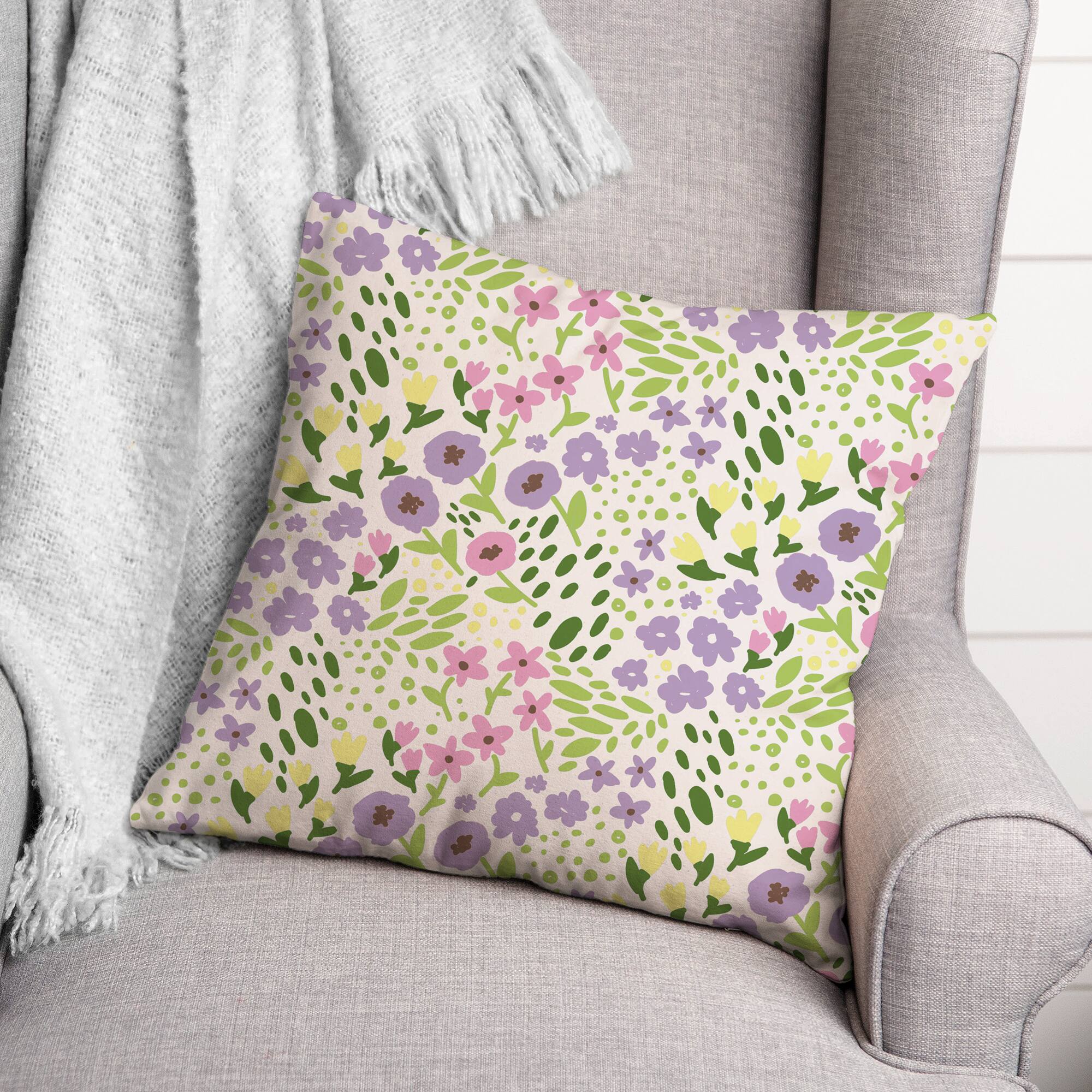 Whimsical Spring Floral 2 18" x 18" Indoor / Outdoor Pillow