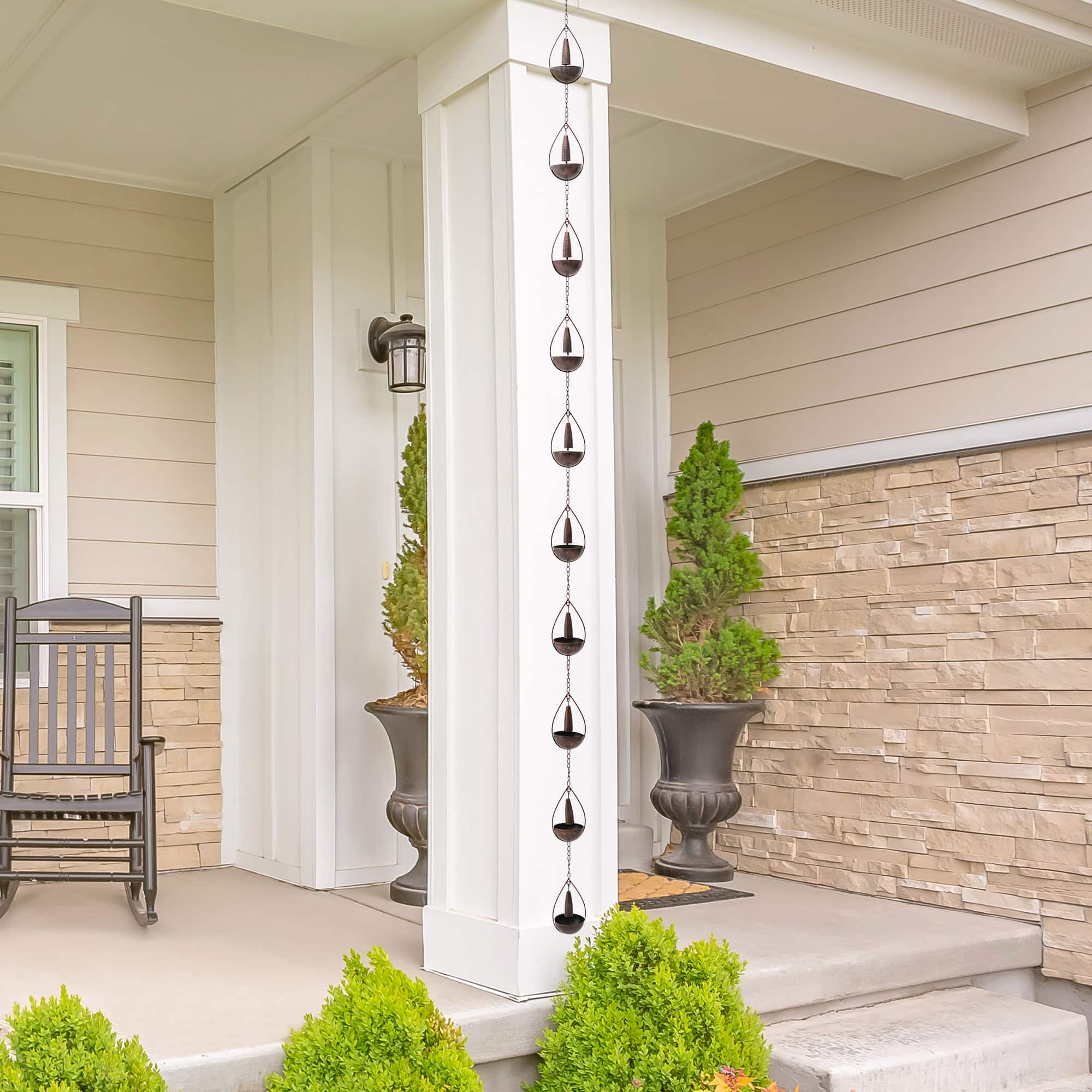Glitzhome&#xAE; 8.5ft. Copper Bowl &#x26; Bell Shaped Rain Chain