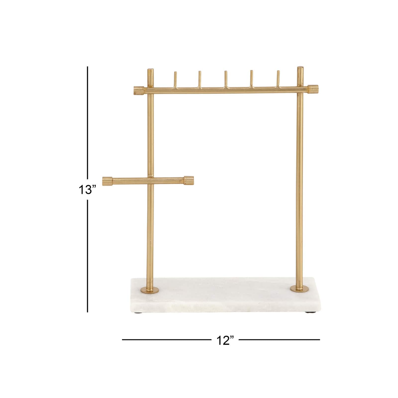Gold Marble Modern Jewelry Stand, 13" x 12" x 4"