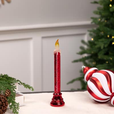 Glittered LED Flameless Christmas Candle - 9.25