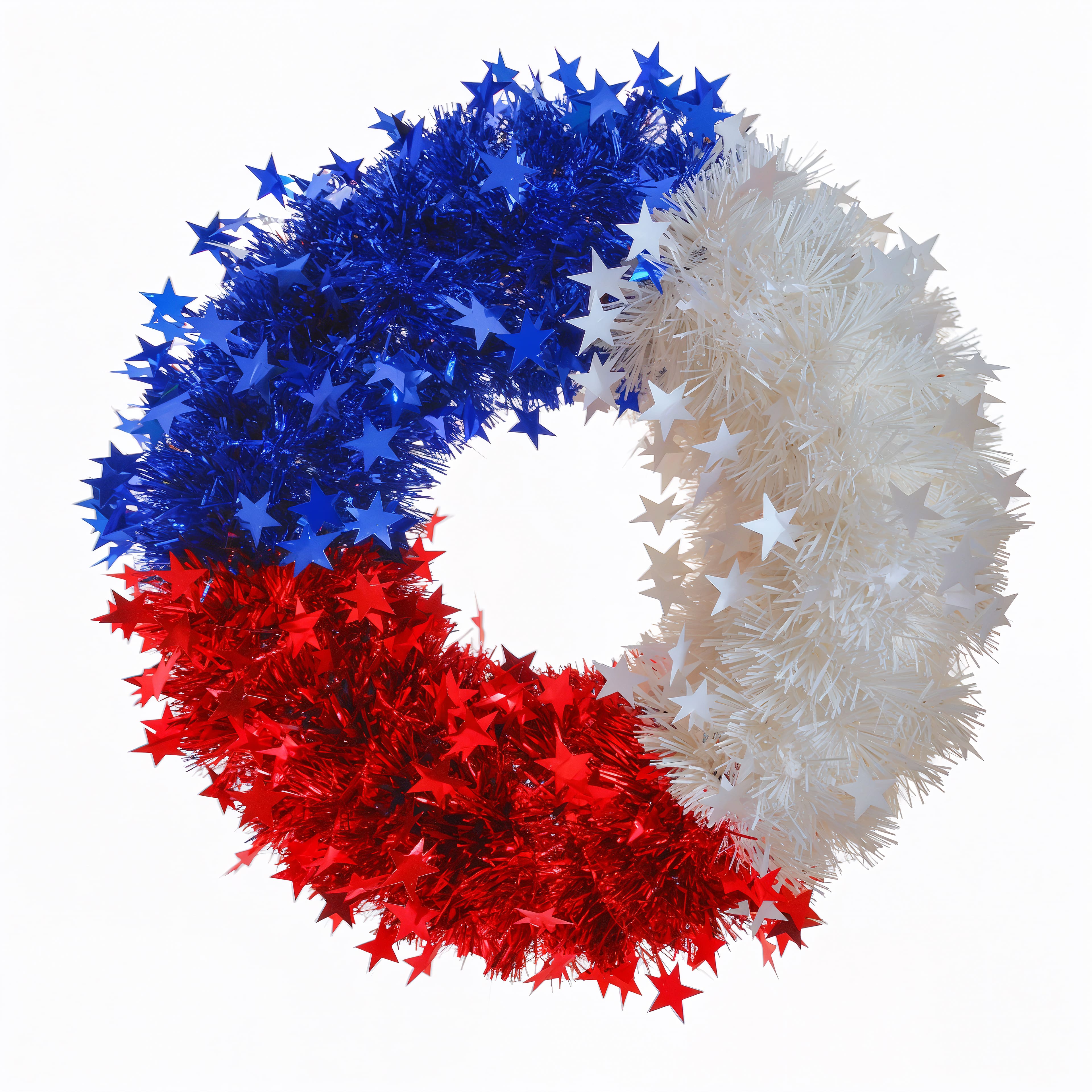 19&#x22; Red, White &#x26; Blue Tinsel Wreath by Celebrate It&#x2122;