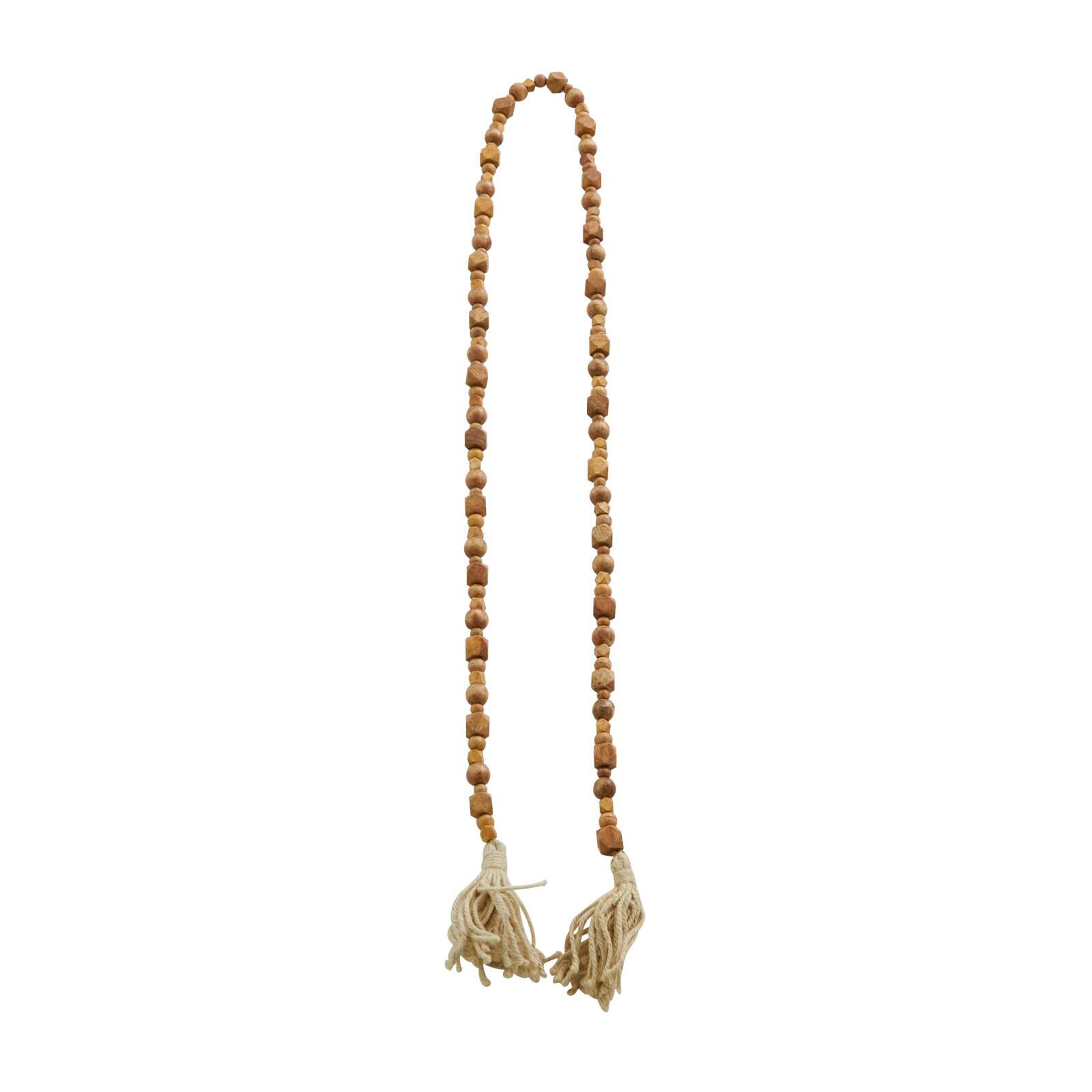 80&#x22; Geometric Wood Bead Garland with Tassels