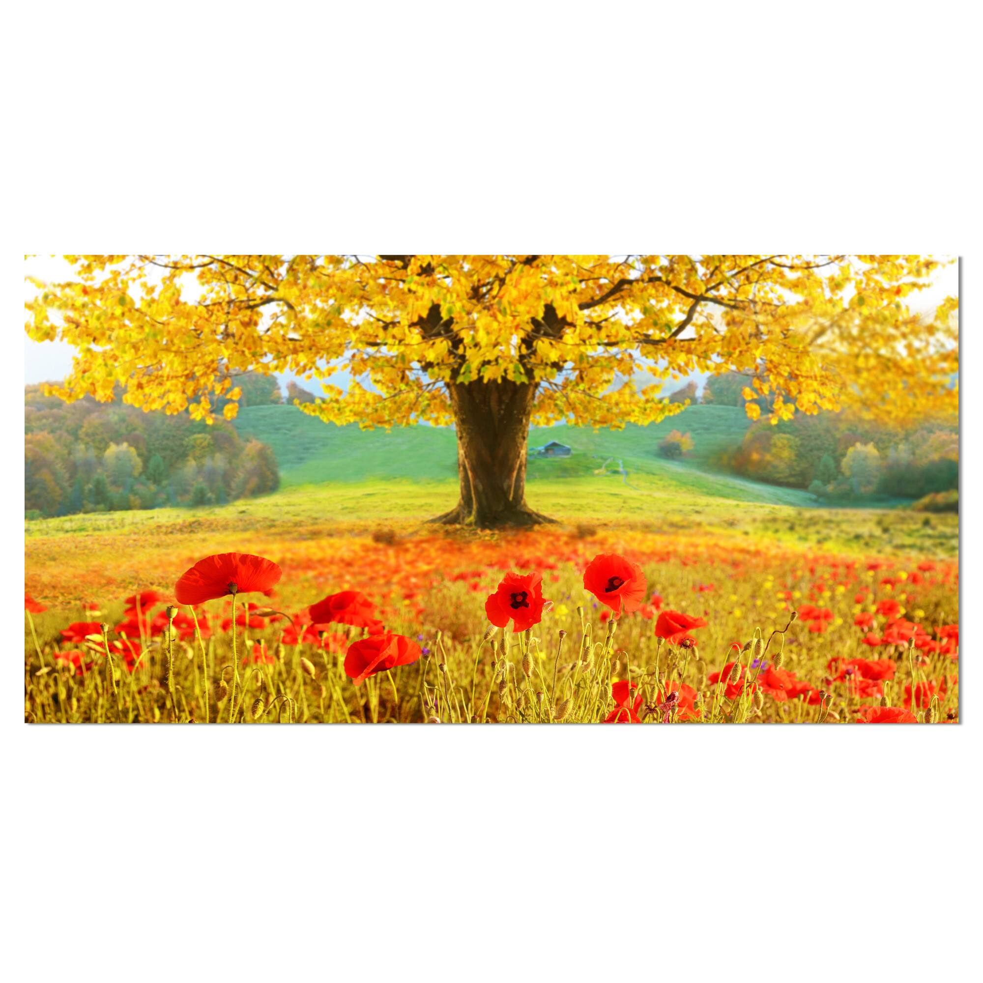 Designart - Beautiful Autumn Yellow Tree - Floral Canvas Art Print