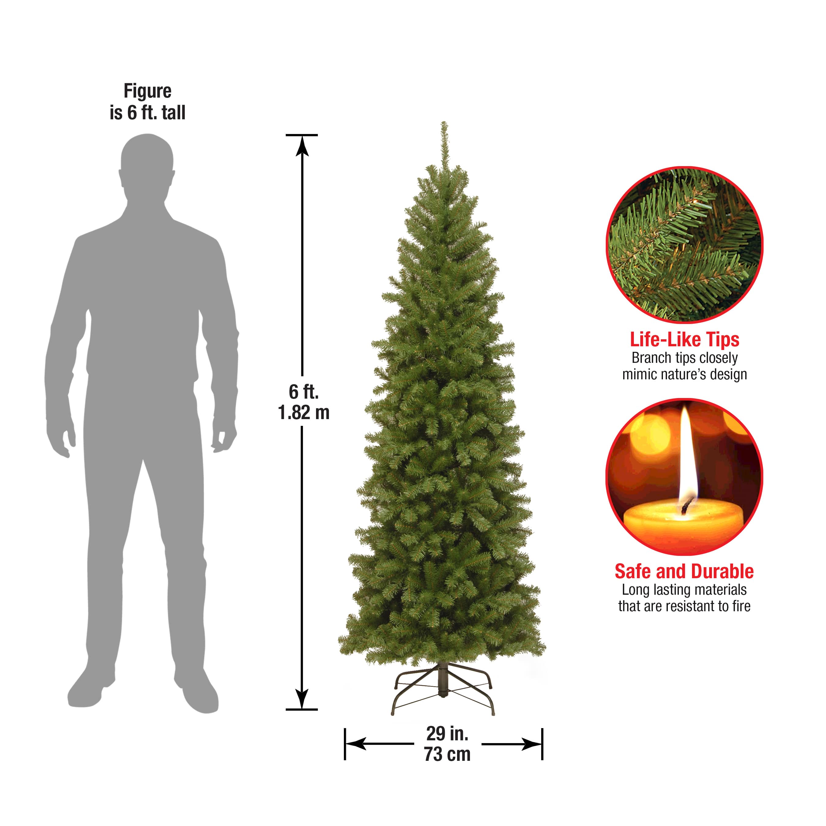 6ft. Unlit North Valley® Spruce Pencil Slim Artificial Christmas Tree