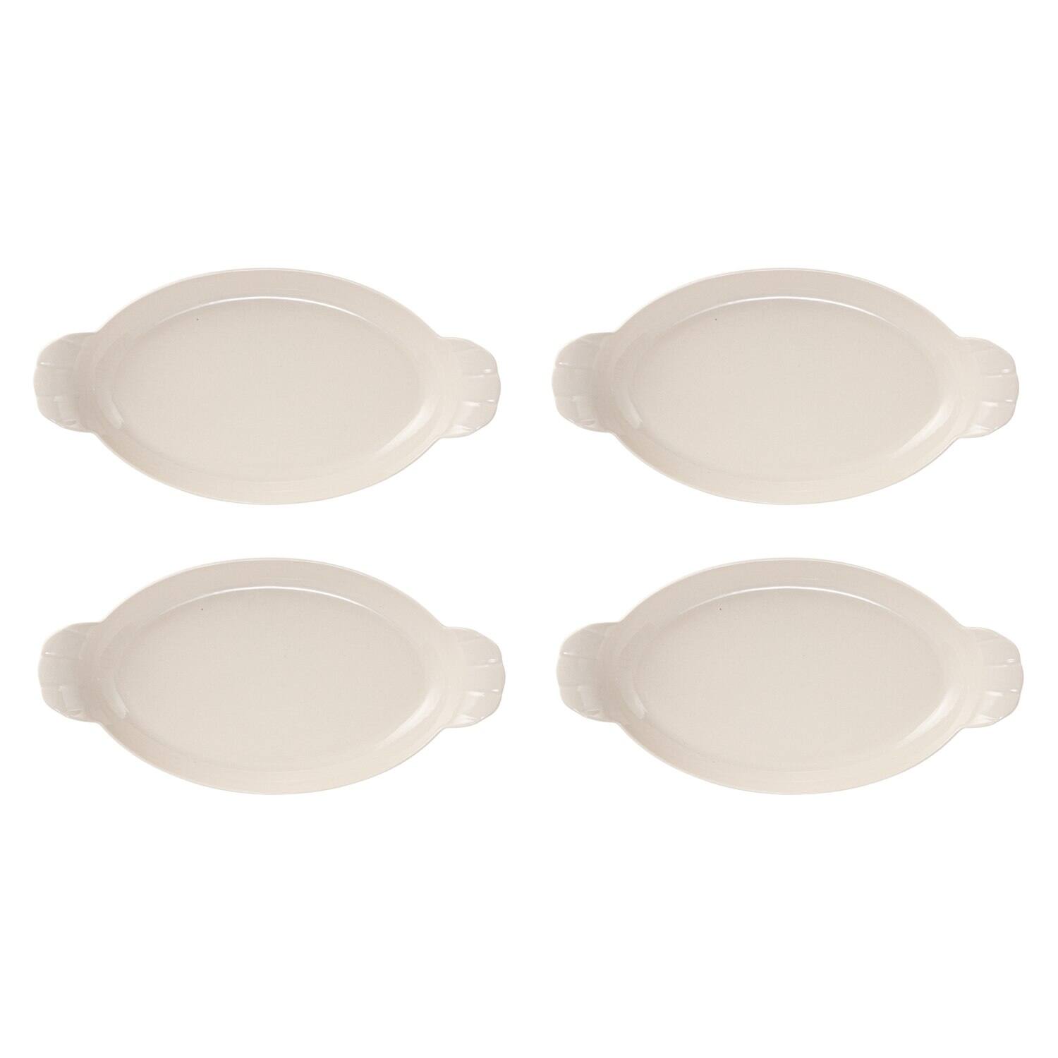 Hello Honey&#xAE; 10&#x22; White Stoneware Trays with Handles, 4ct.