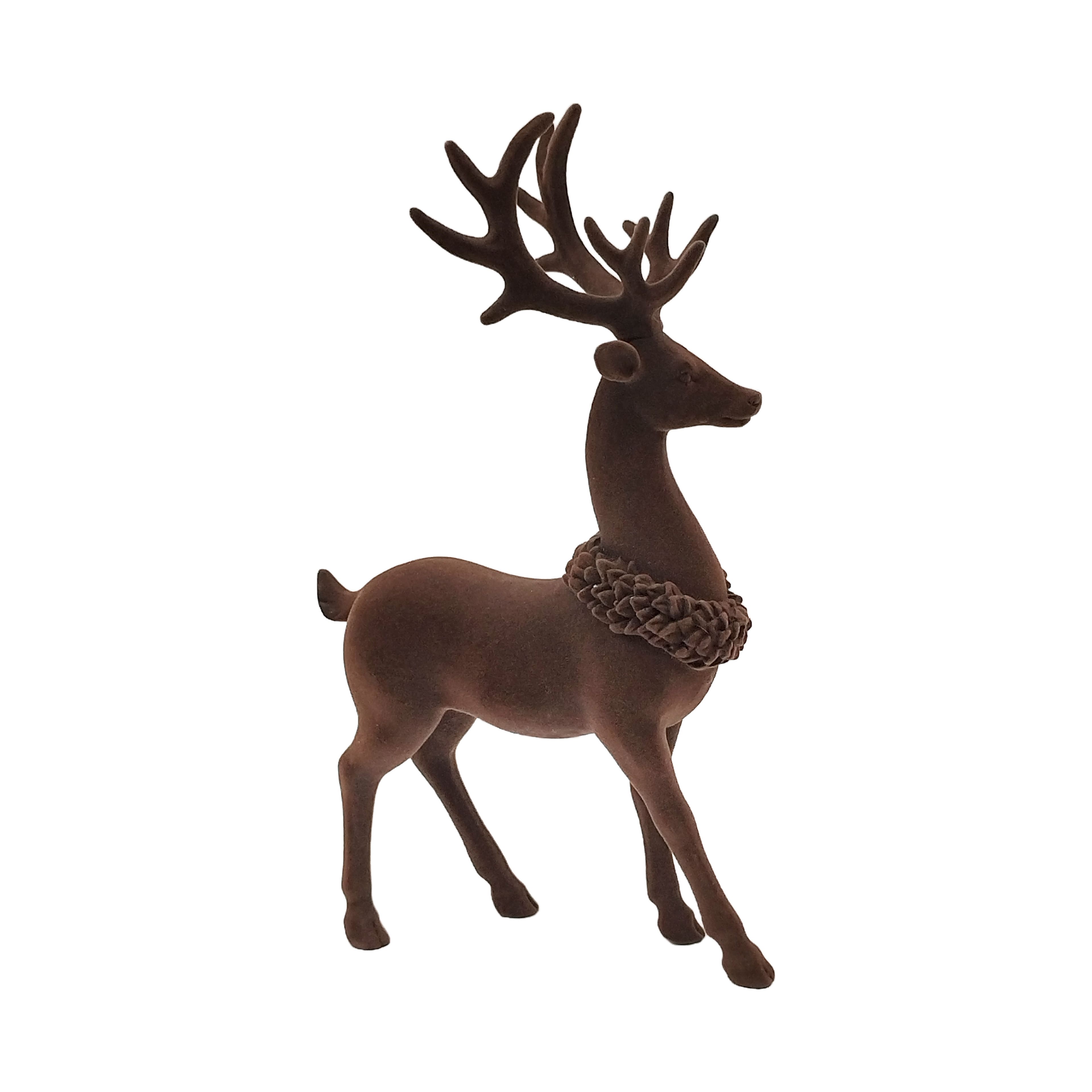 12.75&#x22; Flocked Standing Deer D&#xE9;cor by Ashland&#xAE;