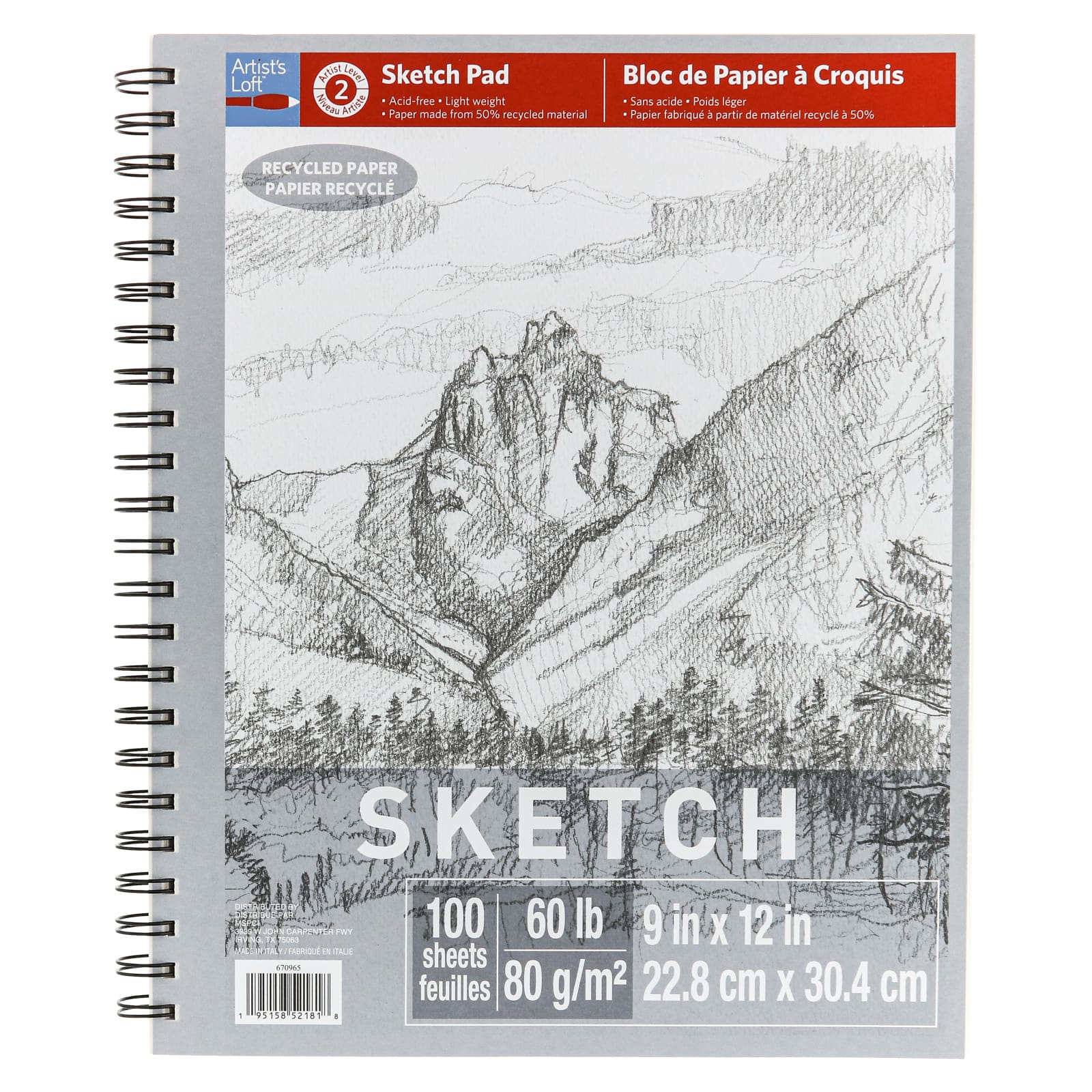 15 Pack: Recycled Sketch Paper Pad by Artist's Loft™, 9" x 12"