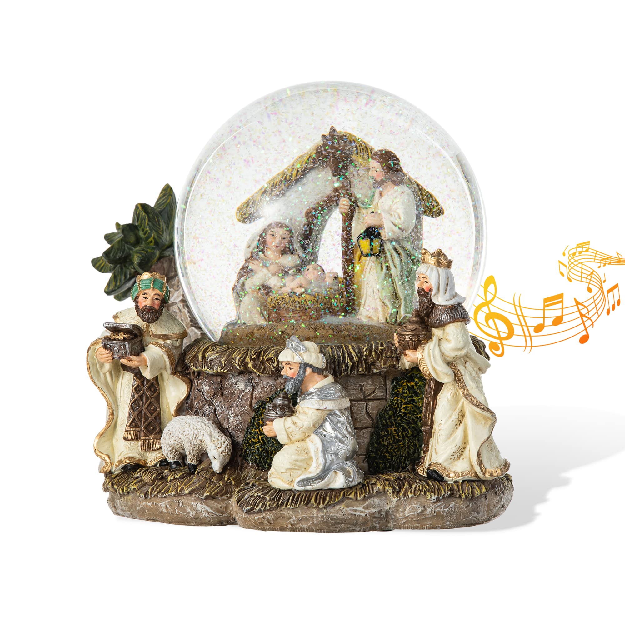 Glitzhome&#xAE; Lighted Musical Snowflakes Nativity Scene Waterglobe