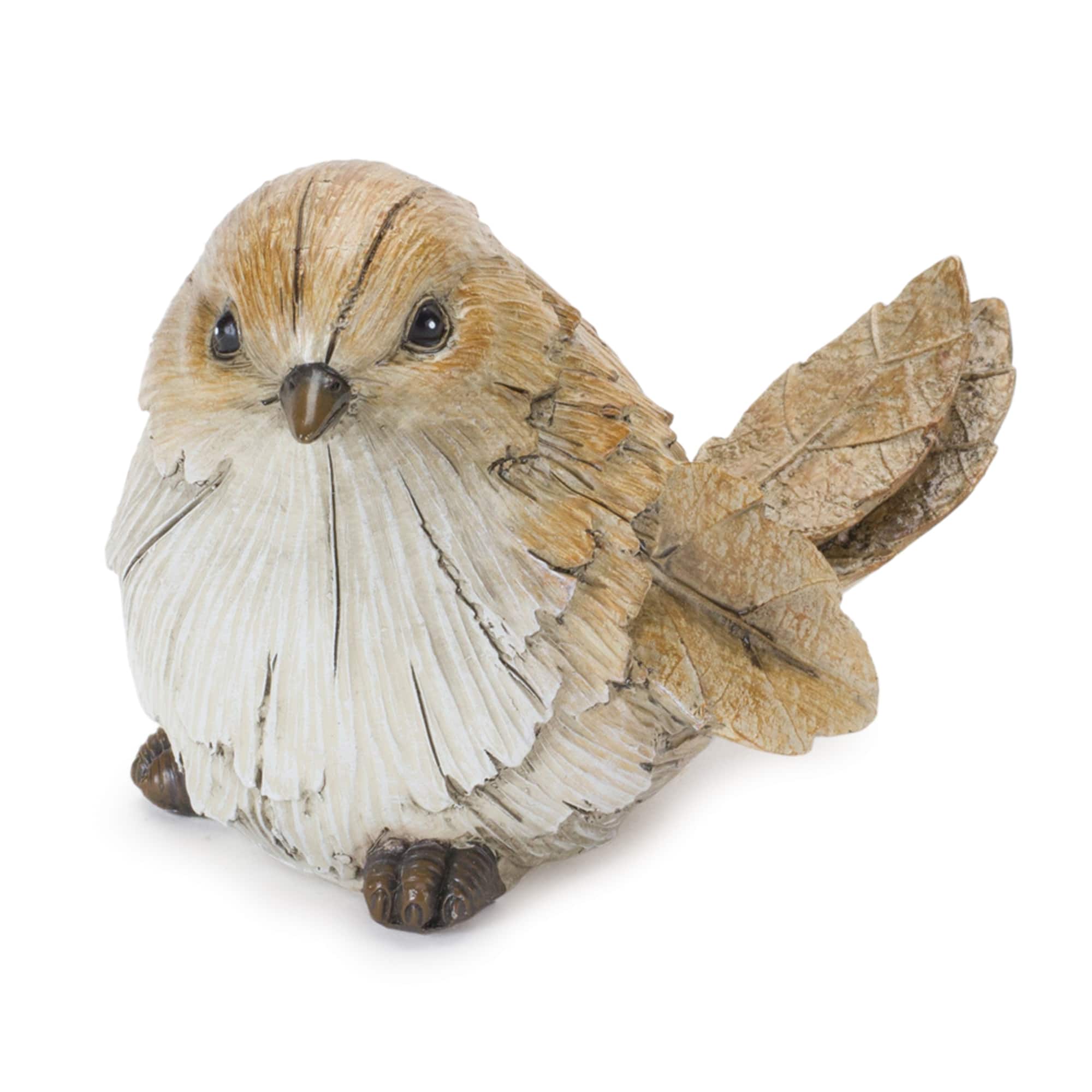 Carved Leaf Bird Figurines Set