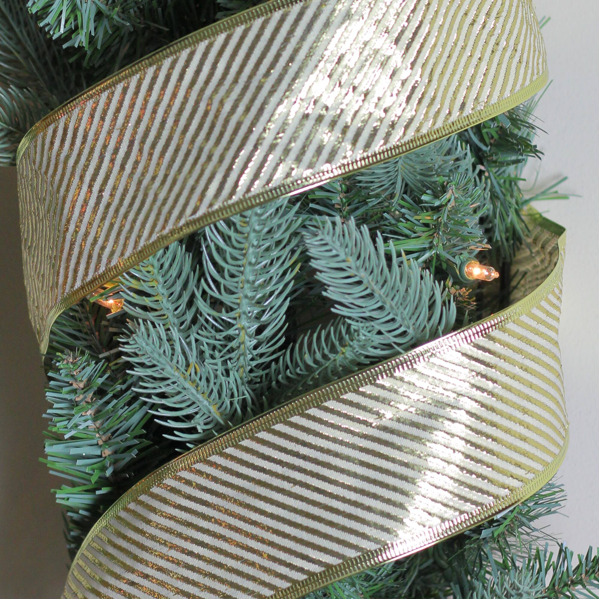 2.5&#x22; x 10yd. Wired Diagonal Stripes Christmas Ribbon