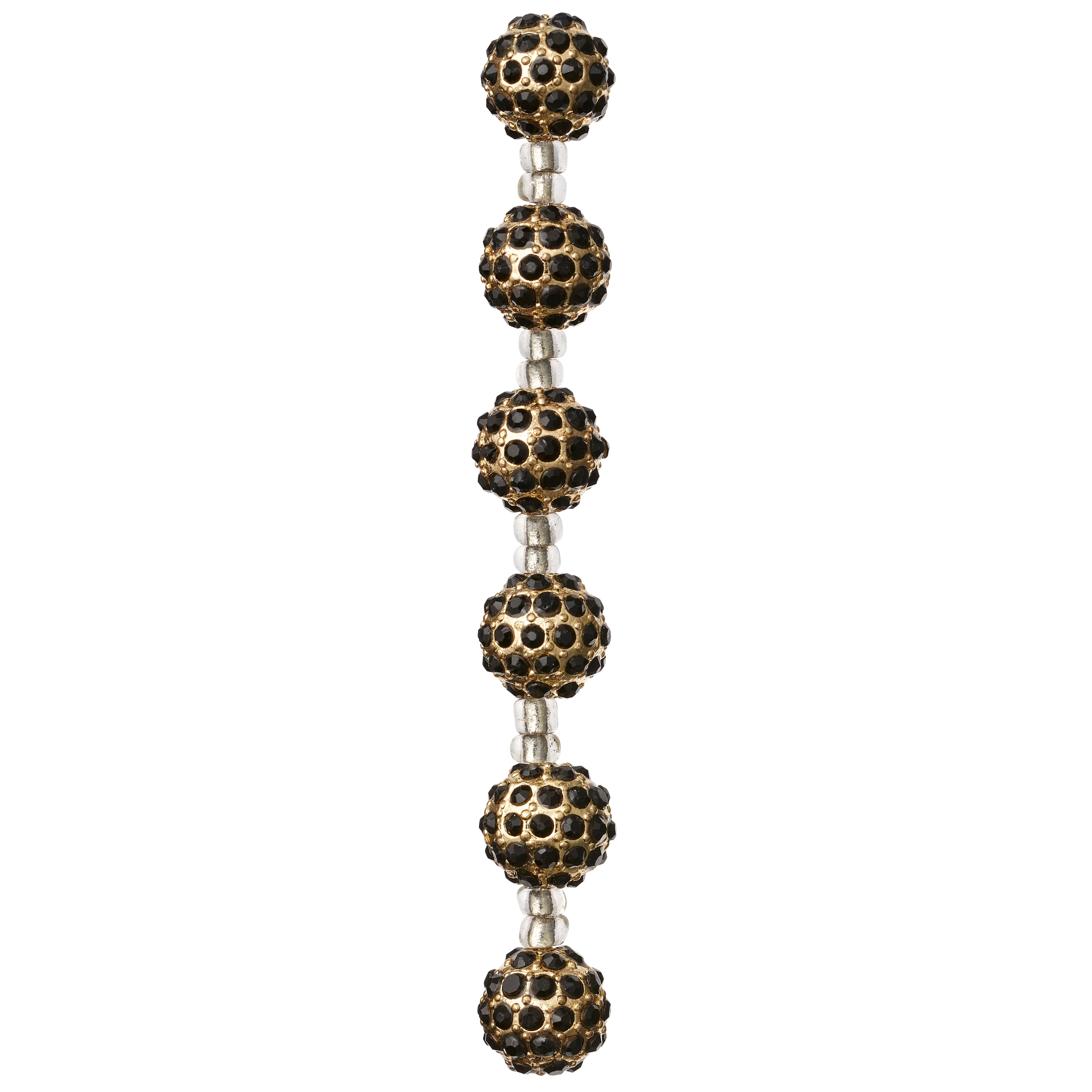 Black &#x26; Gold Metal Rhinestone Round Beads, 10mm by Bead Landing&#x2122;