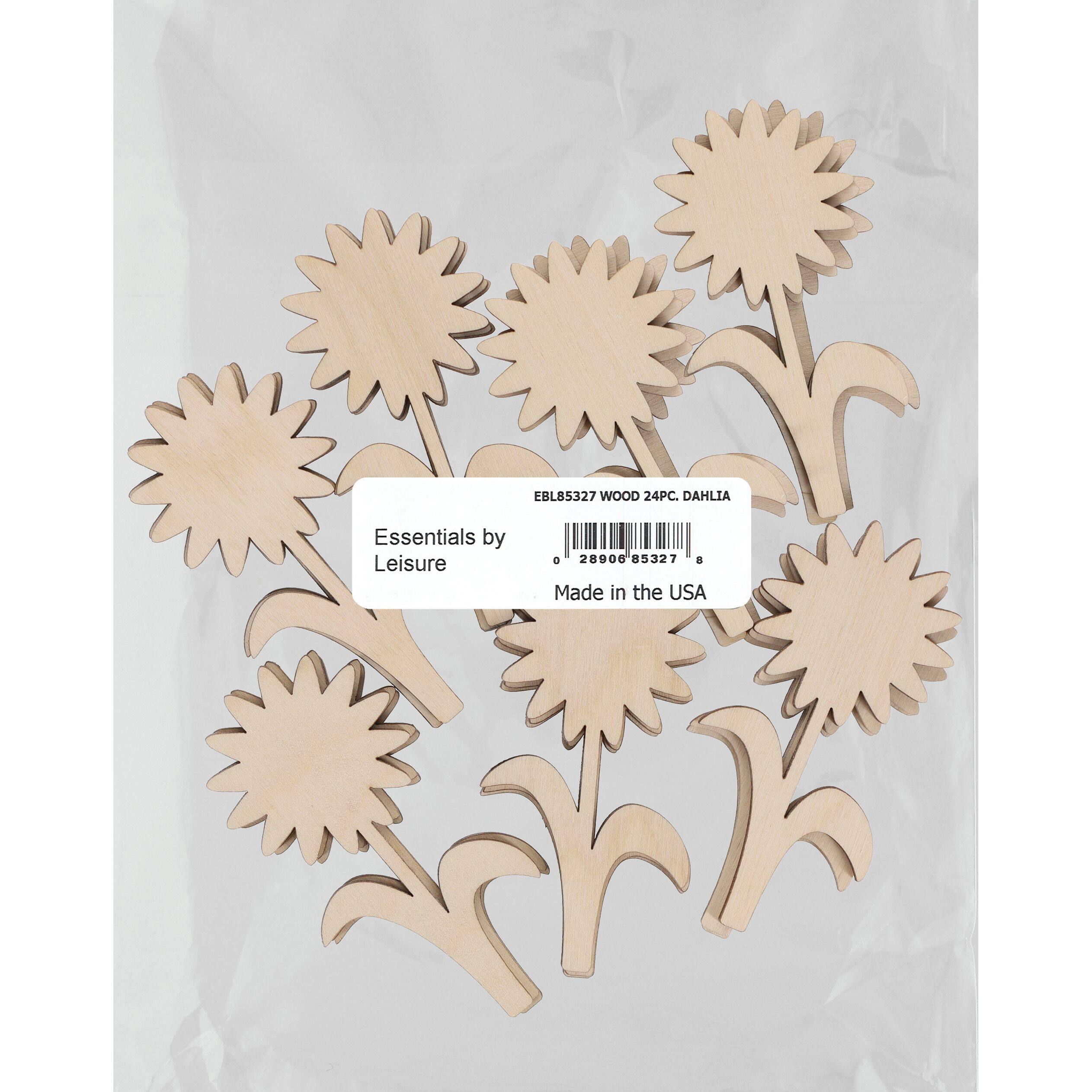Essentials by Leisure Arts 4" Flat Wood Dahlia Shapes, 24ct.