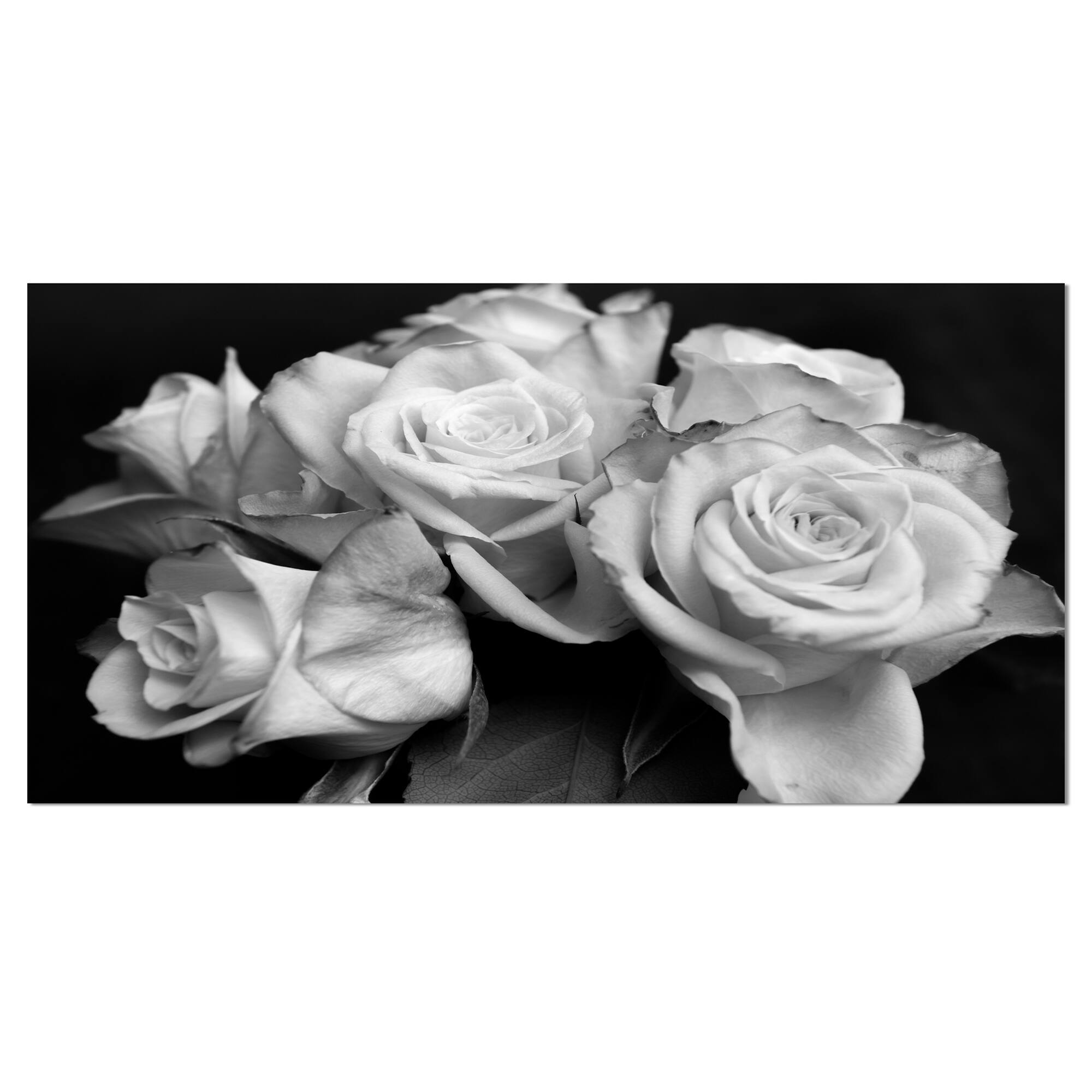 Designart - Bunch of Roses Black and White - Floral Art Canvas Print