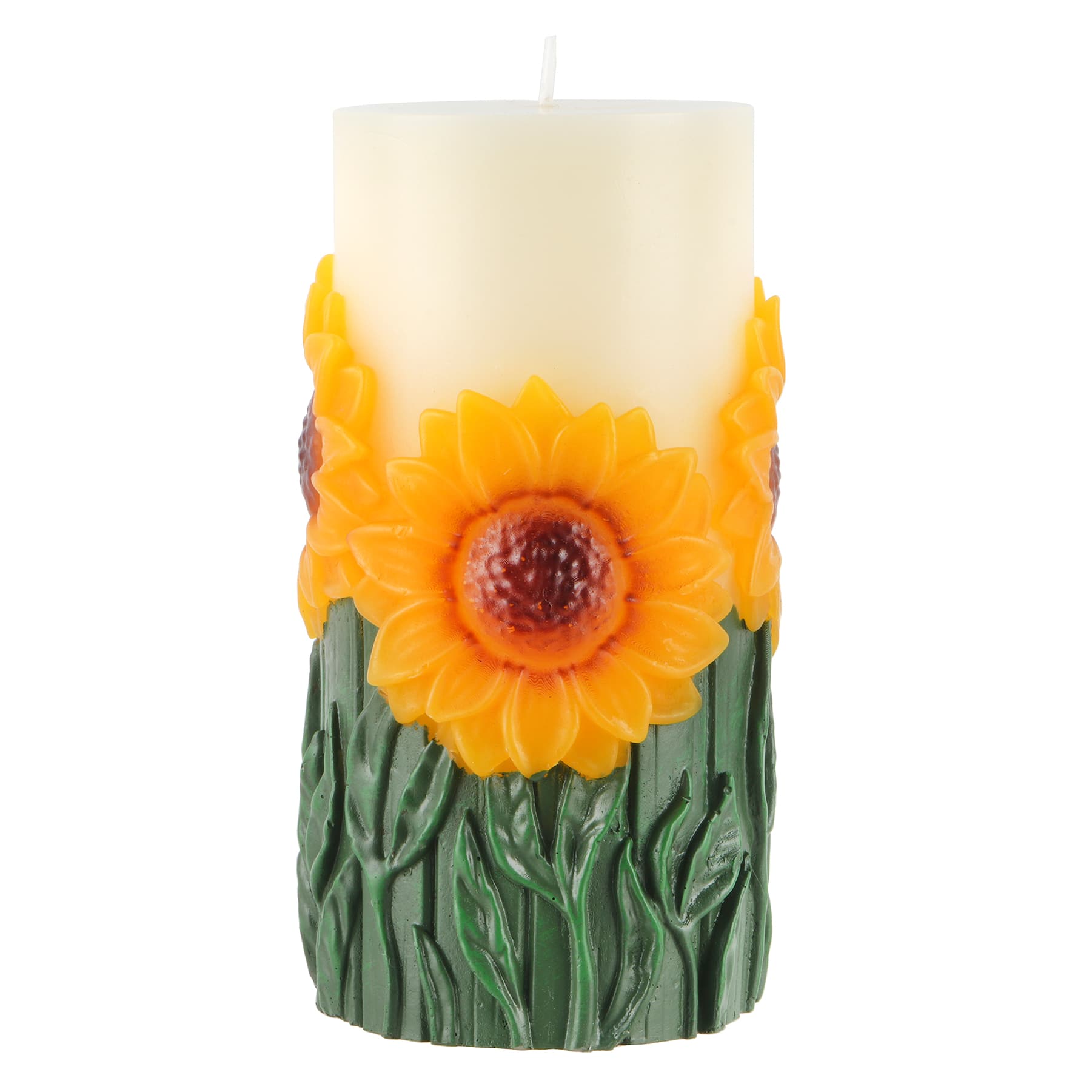 3&#x22; x 6&#x22; Sunlit Leaves Scented Sunflowers Pillar Candle by Ashland&#xAE;
