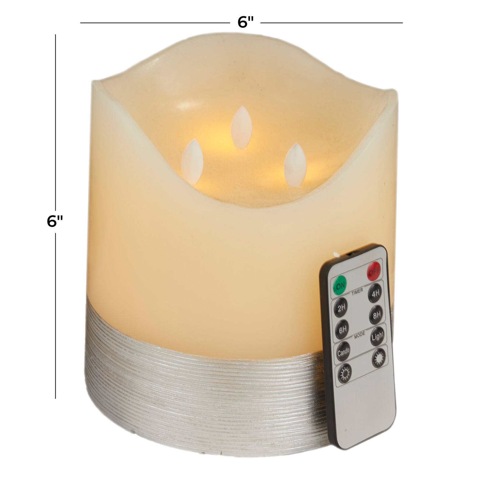 Cream &#x26; Silver Traditional Flameless Candle