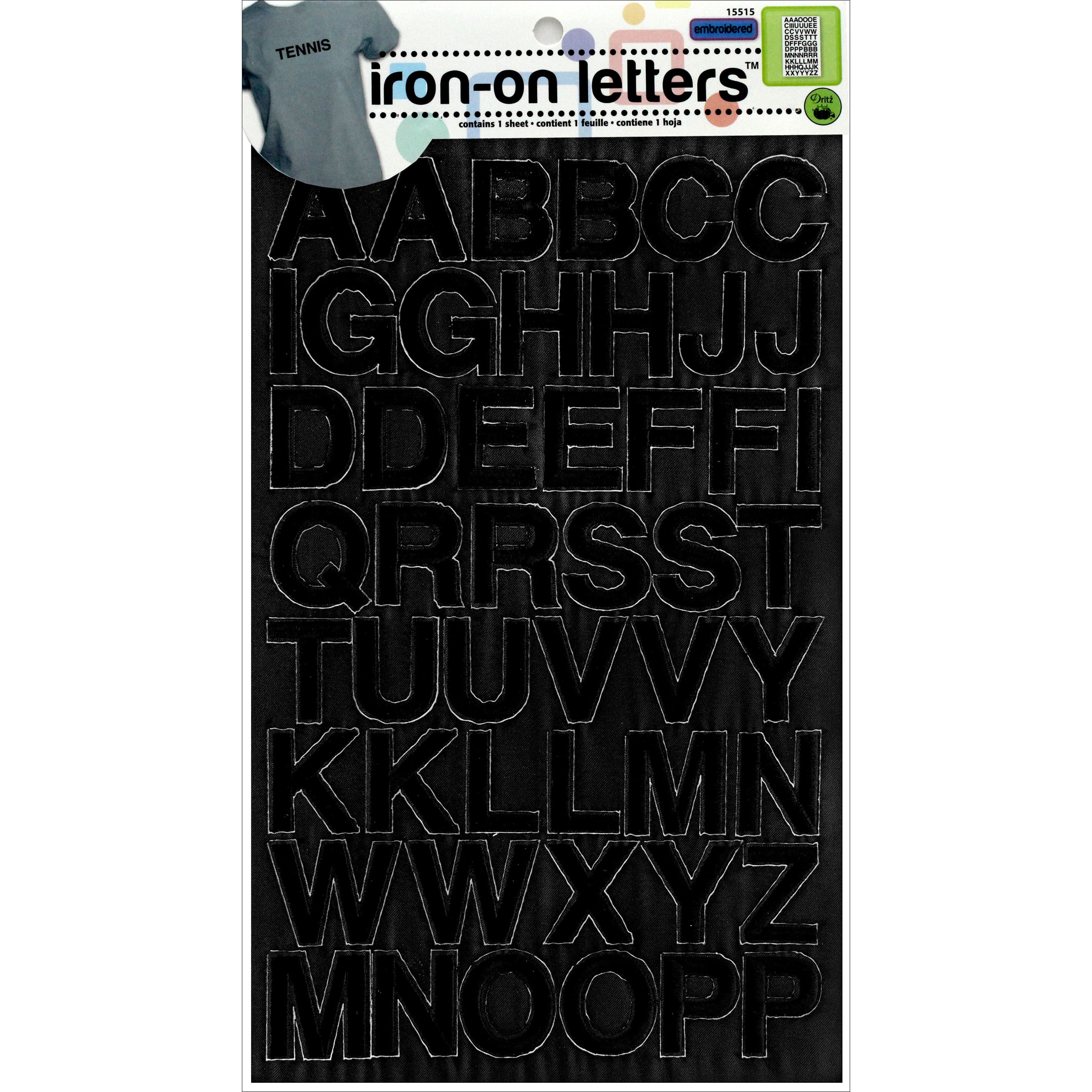 Dritz Iron on Letters Embroidered Block White