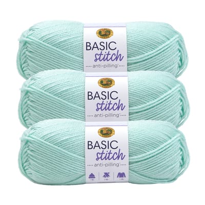 Lion Brand Yarn Basic Stitch Anti-pilling Knitting Yarn, Yarn for Crocheting, 3-Pack, Almond Tweed