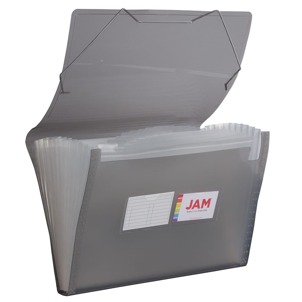 JAM Paper 10" x 15" Legal Size 13 Pocket Plastic Expanding File Accordion Folder