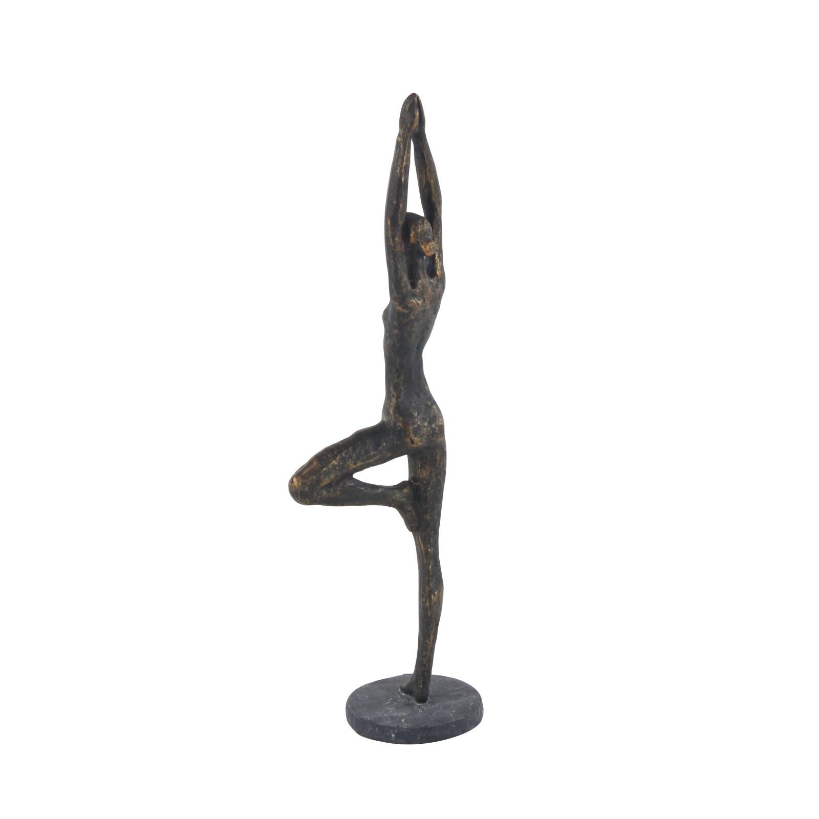 Brass Polystone Modern Sculpture, Yoga 18" x 6" x 4"