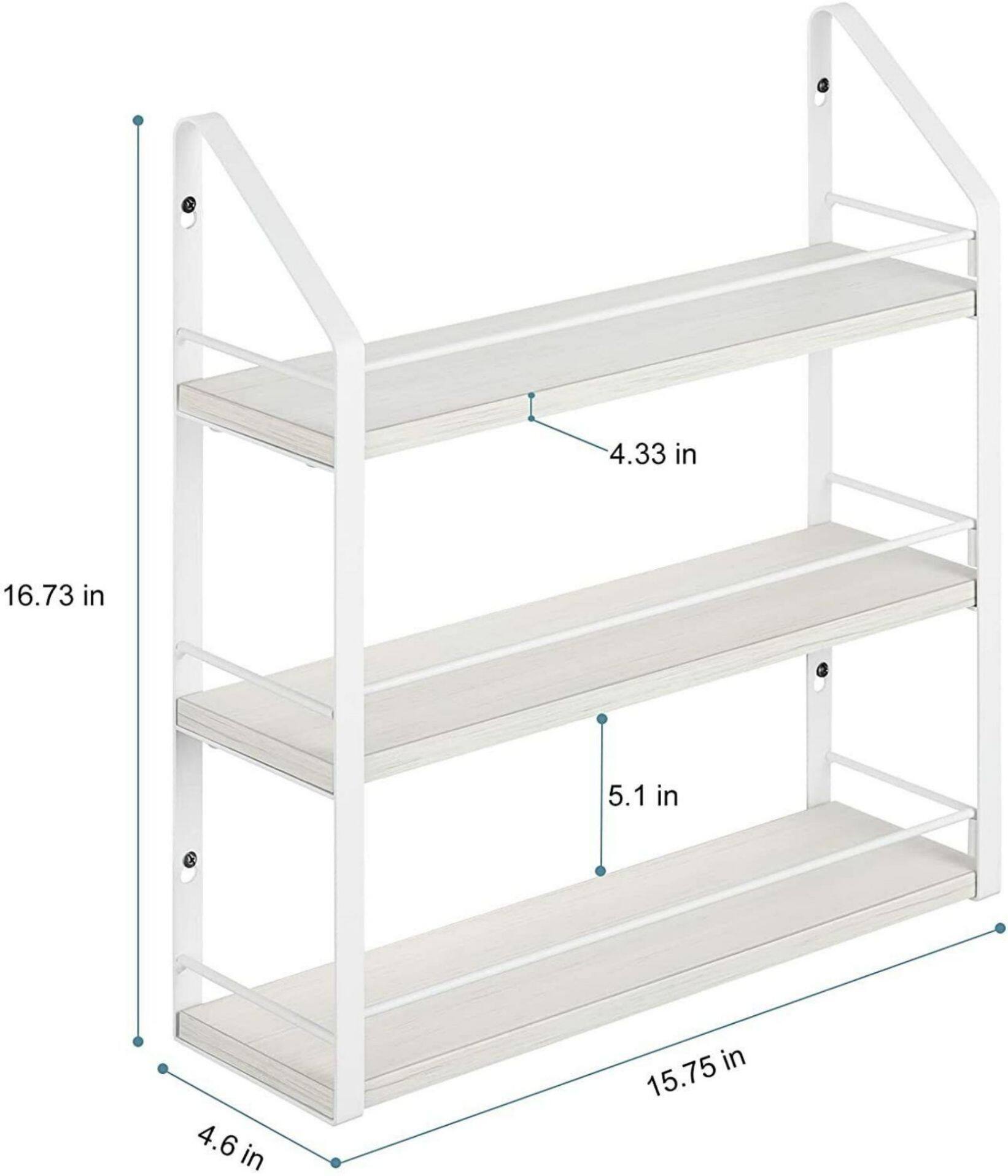 NEX™ 17" White Wall-Mounted 3-Tier Spice Rack Organizer
