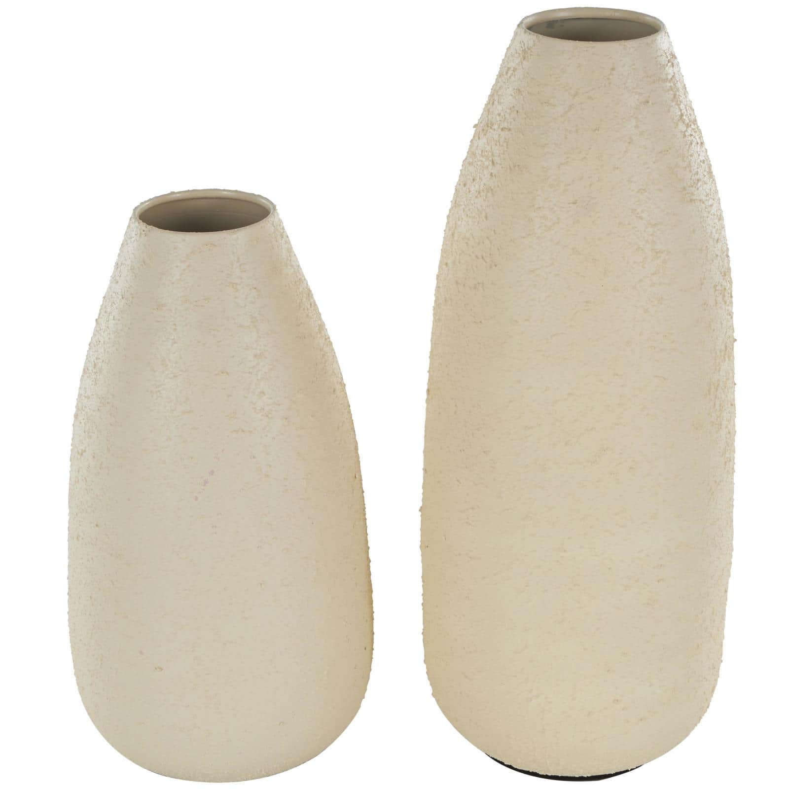 Cream Minimalistic Distressed Textured Metal Vase Set