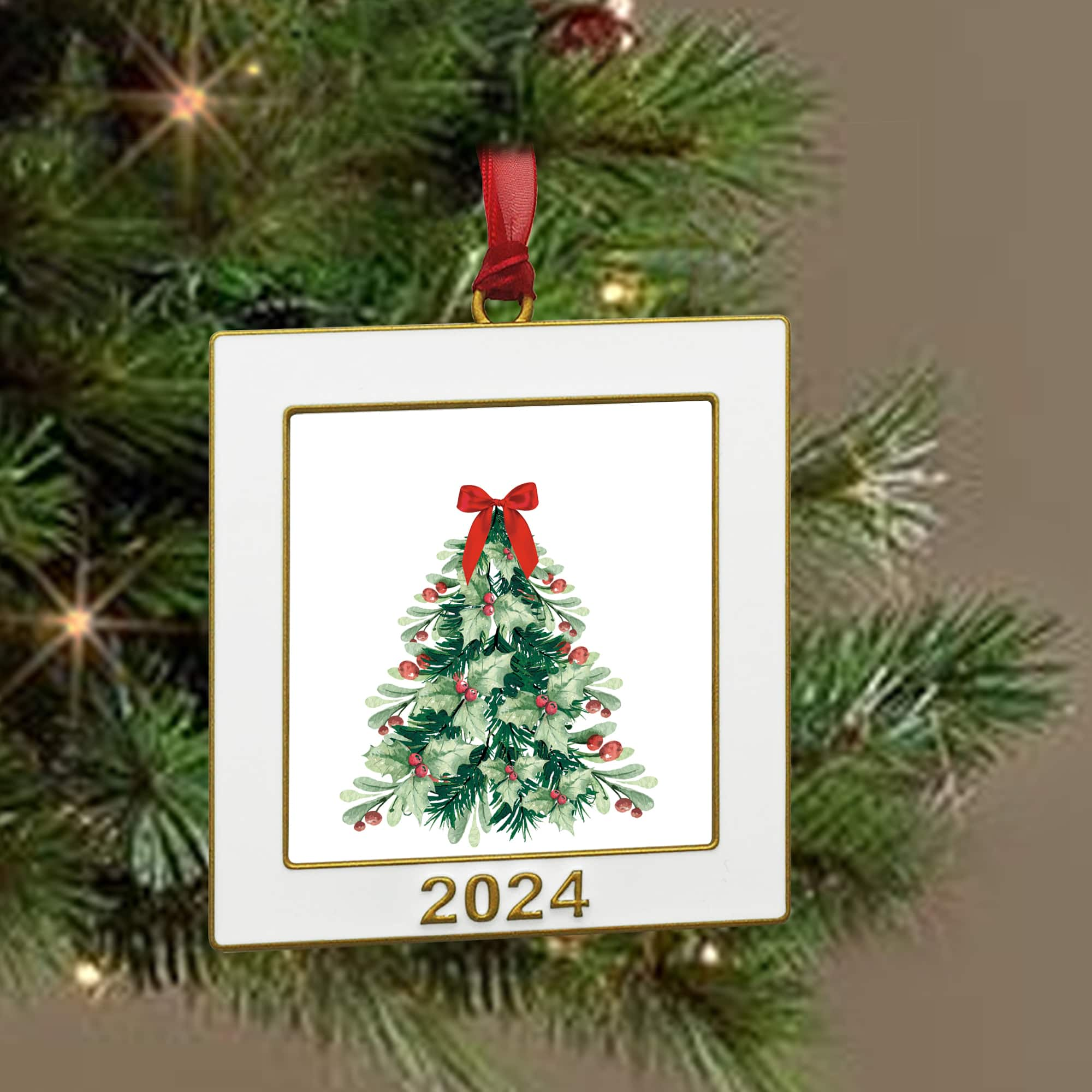 2.5&#x22; x 2.5&#x22; White &#x26; Gold 2024 Ornament Frame by Studio D&#xE9;cor&#xAE;