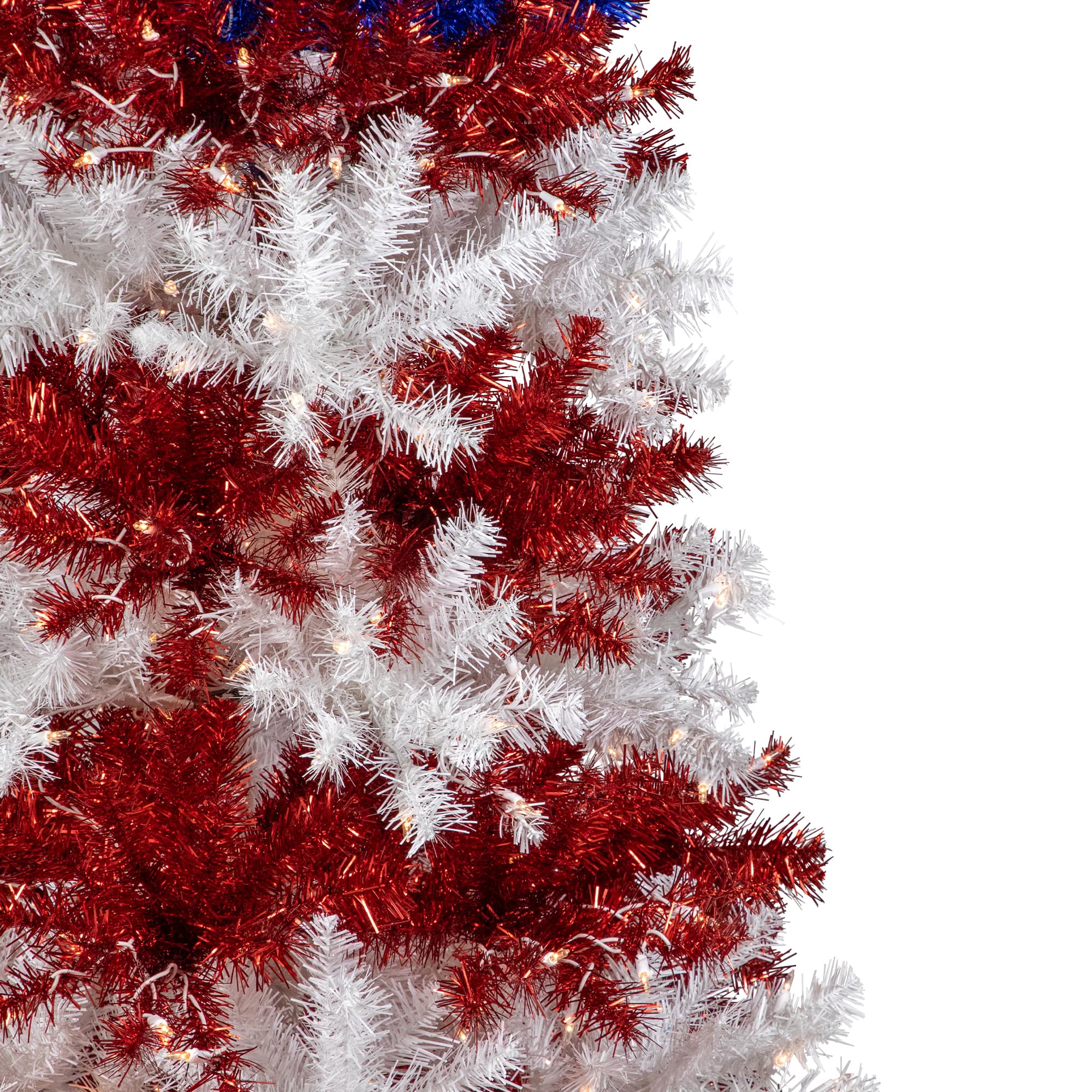 6ft. Pre-Lit Americana Tinsel Artificial Christmas Tree, Clear Lights