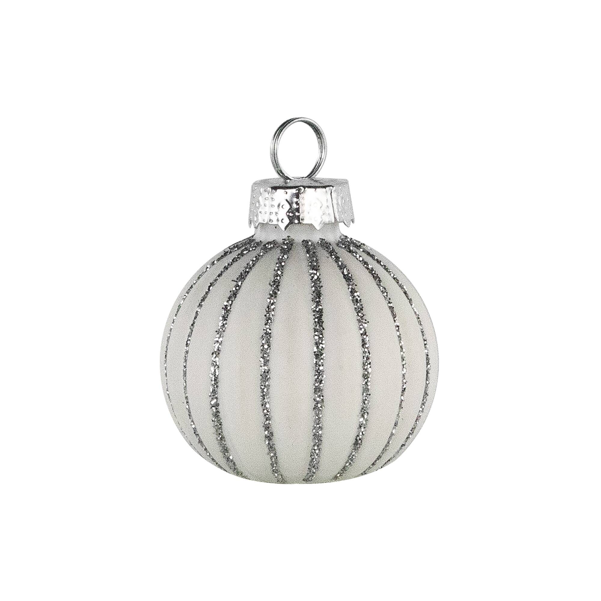Glitter Striped White Glass Christmas Ornament with Place Card Holders, 6 ct.