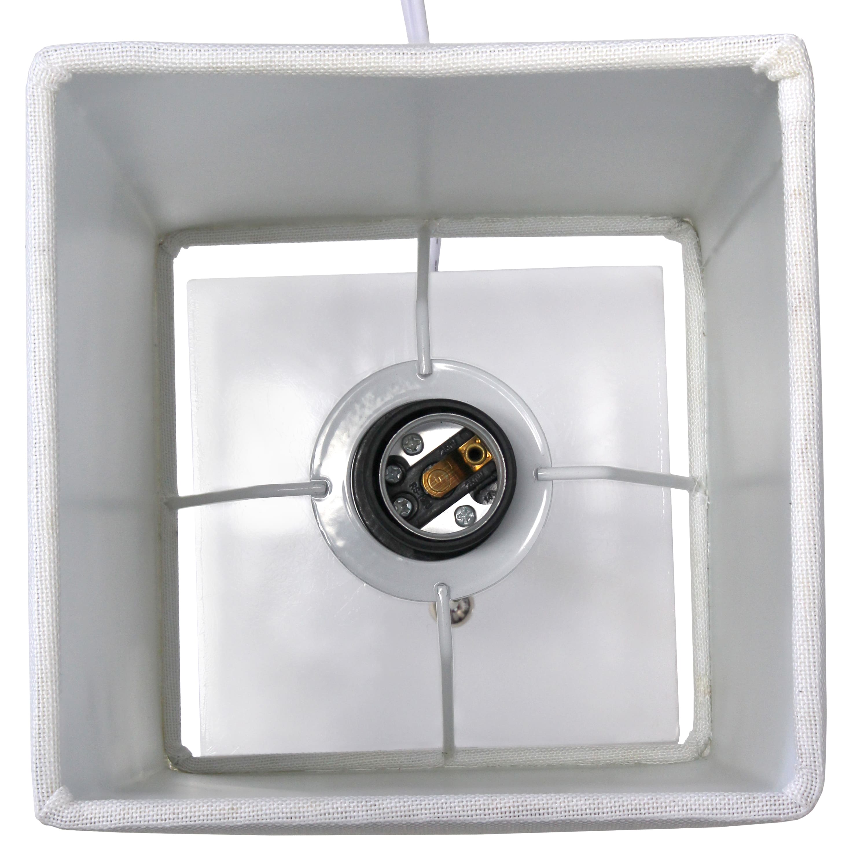 Simple Designs 14.5&#x22; Rectangle Shade White Base Lamp with USB Charging Port