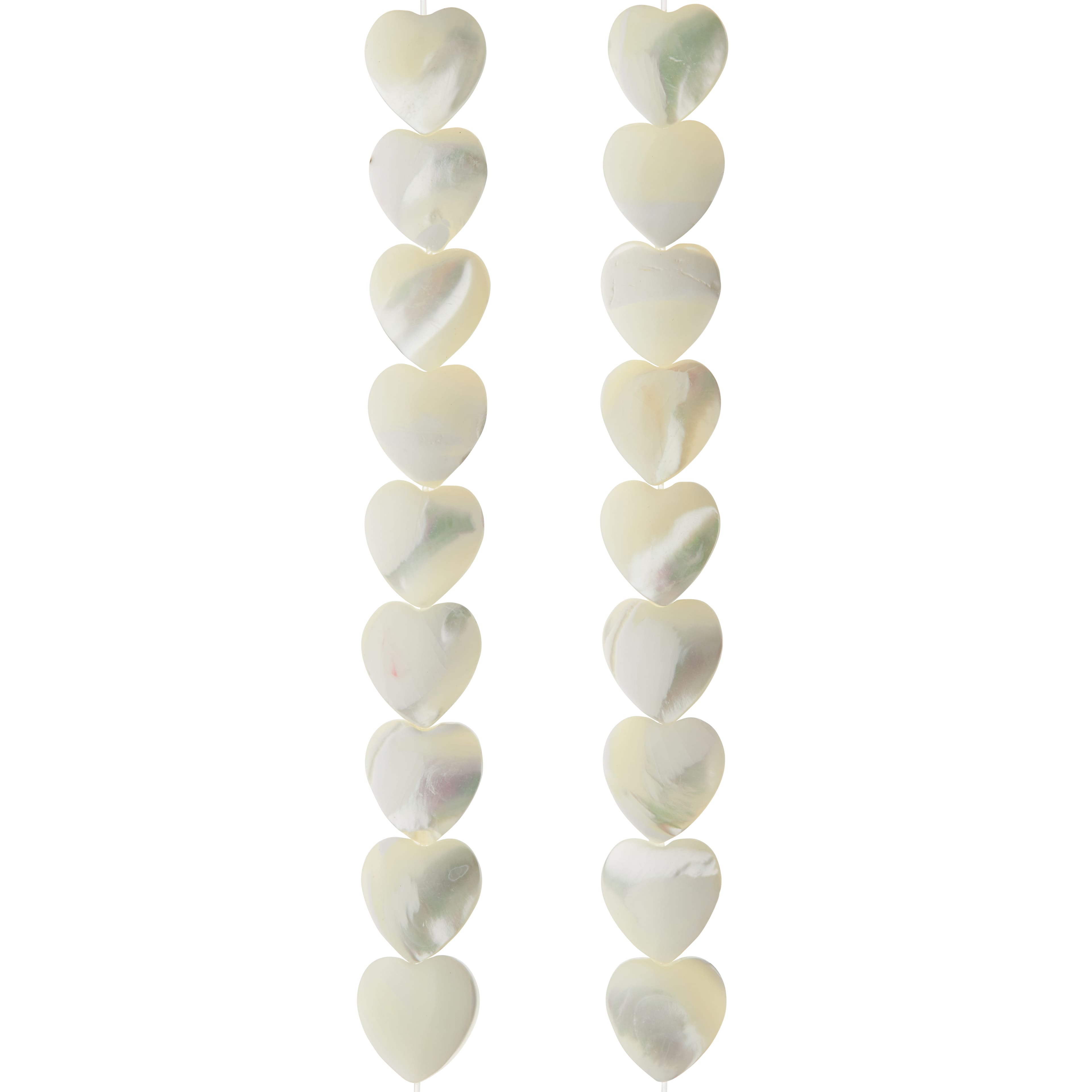 12 Pack: Natural White Shell Heart Beads, 10mm by Bead Landing™