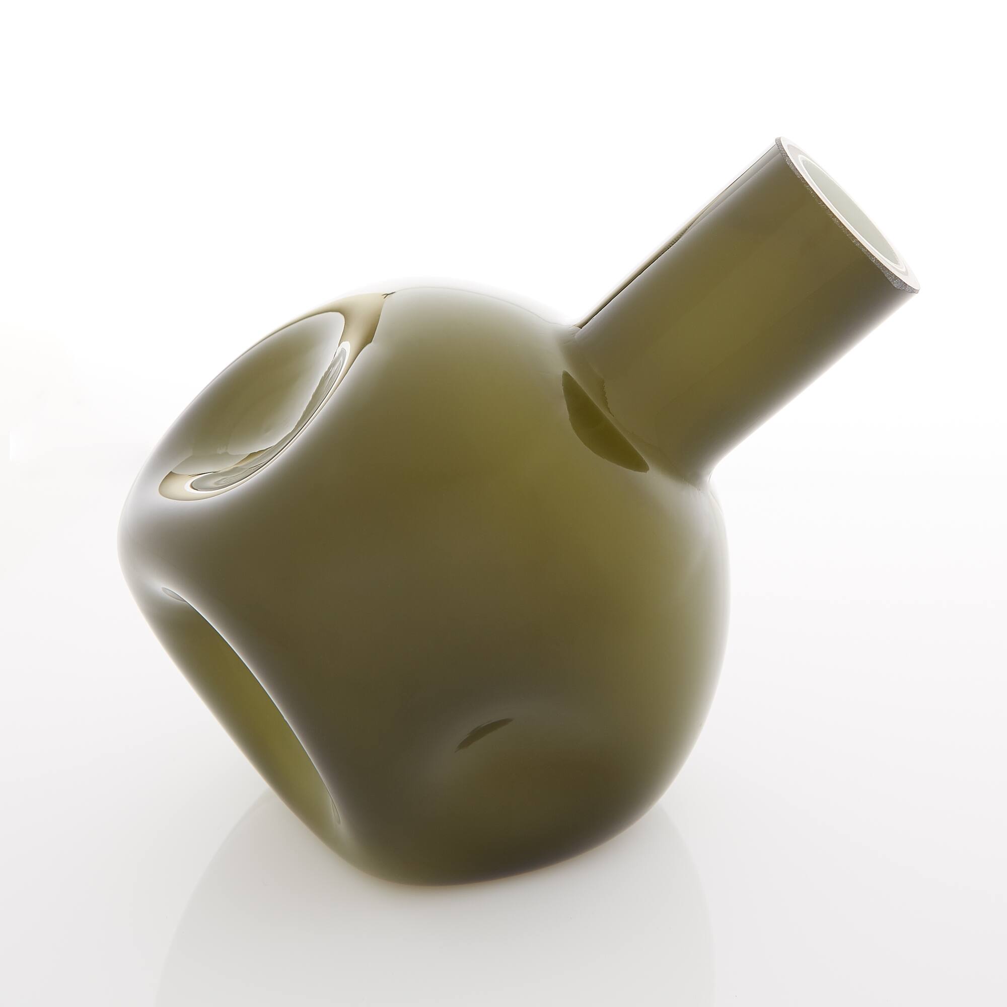 6&#x22; Hunter Green Abstract Vase