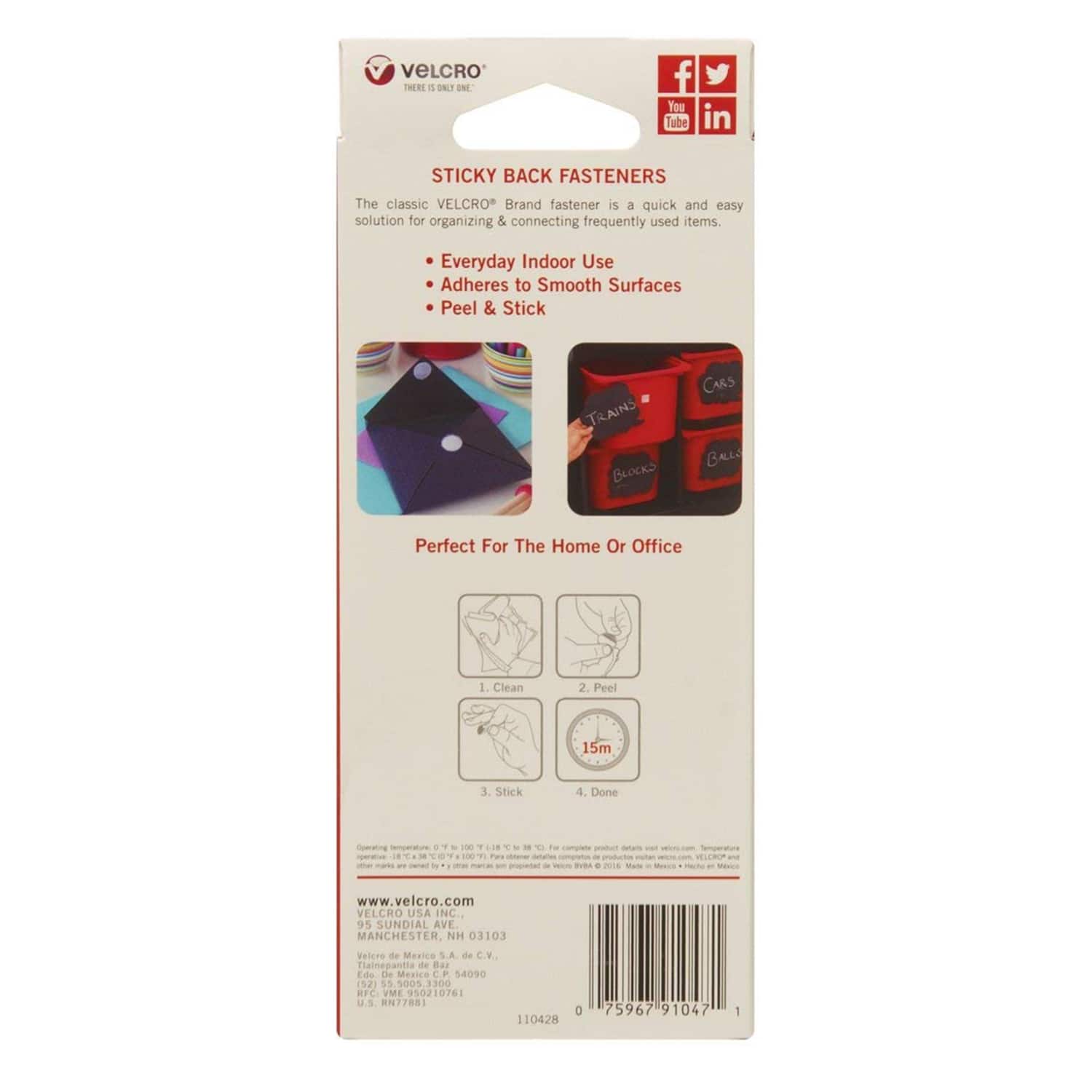 VELCRO® Brand Sticky Back Coins, 75 Sets