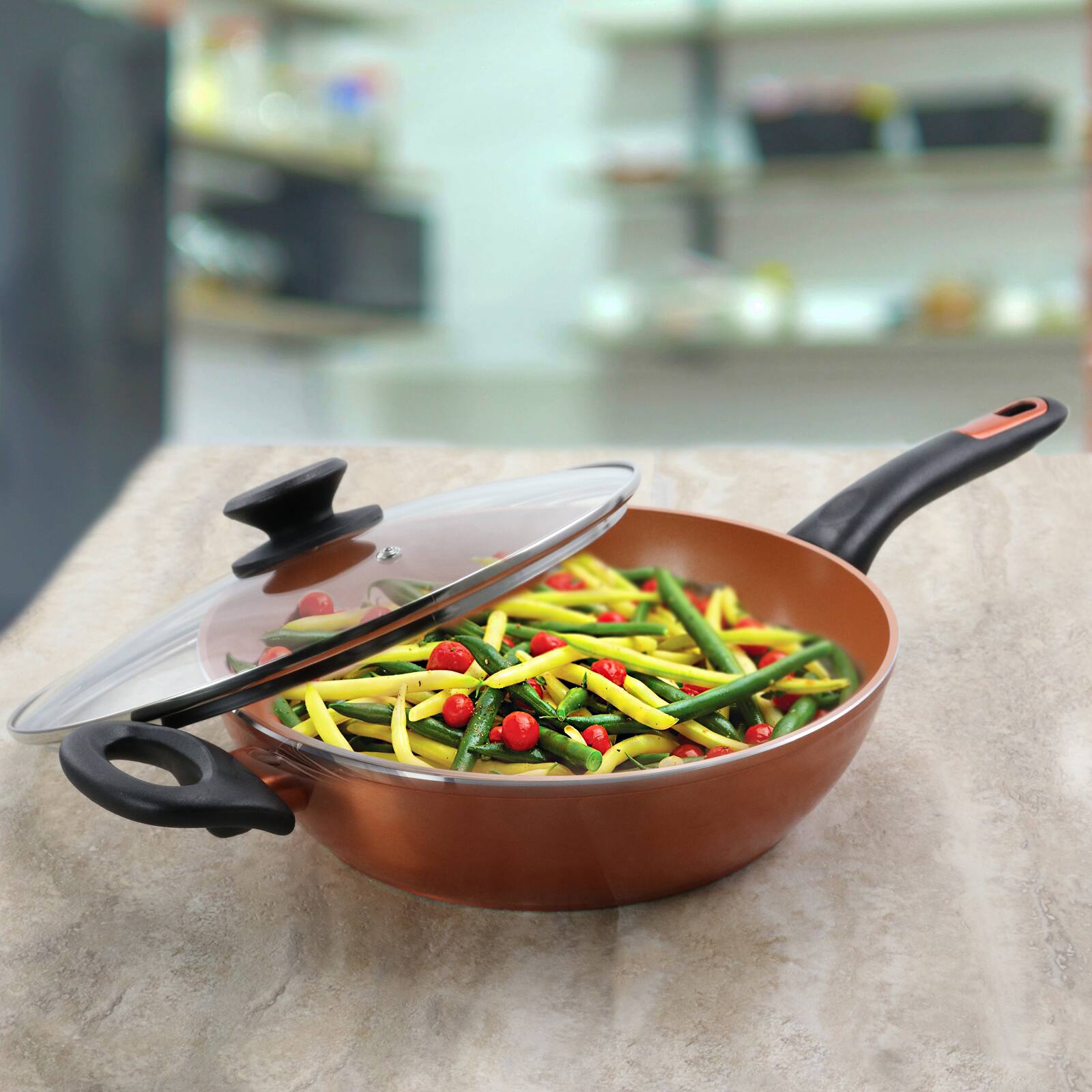 Gibson Home® Cuisine 3qt. Copper-Plated Stainless Steel Nonstick Ceramic Sauté Pan