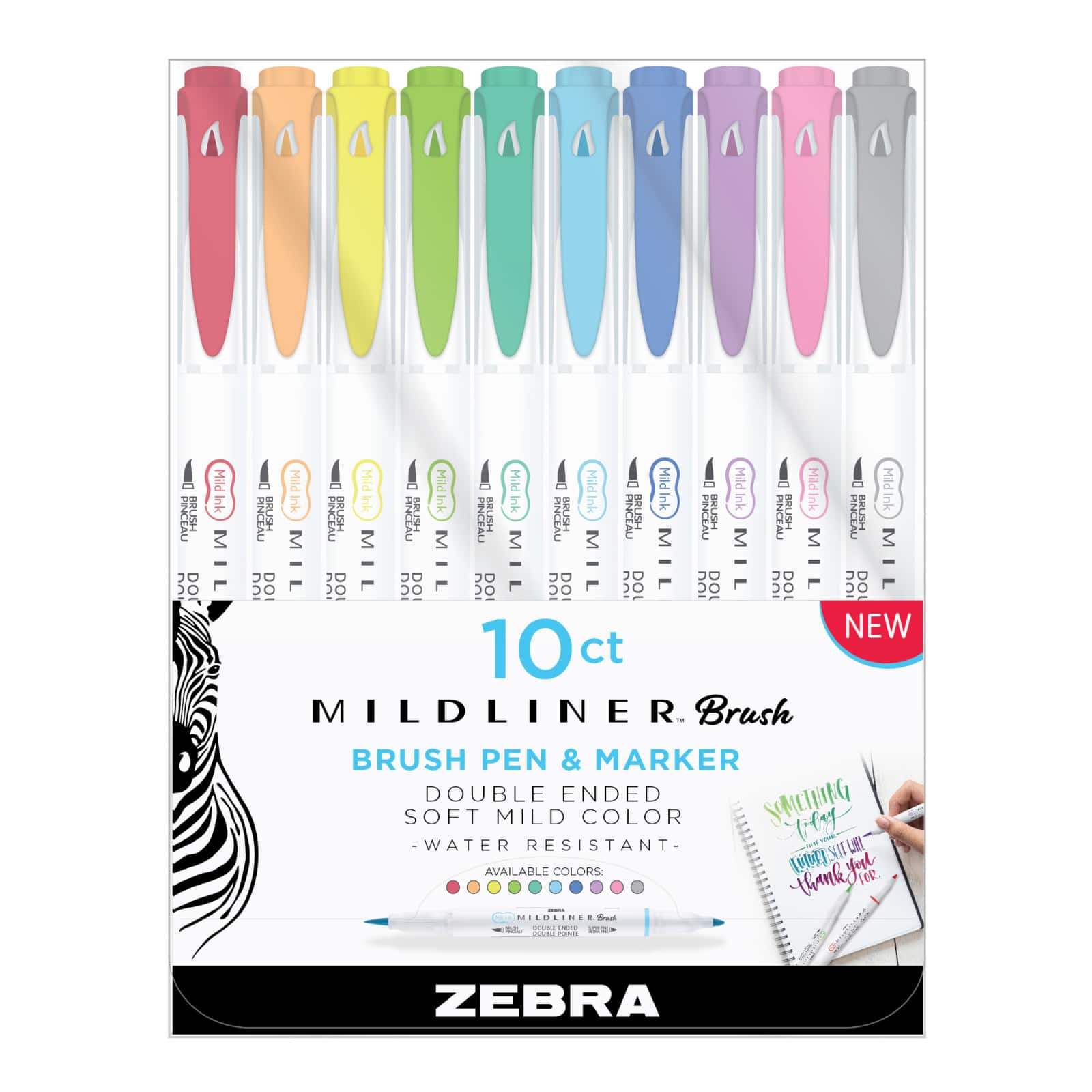 Zebra Mildliner 10 Color Double-Ended Brush Pen Set