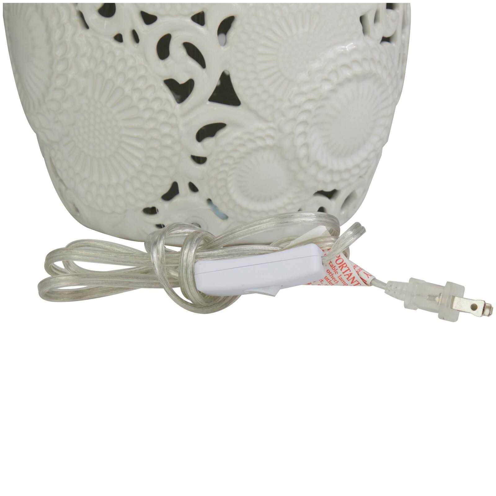 White Ceramic Cutout Floral Table Lamp 14&#x22; x 14&#x22; x 23&#x22;