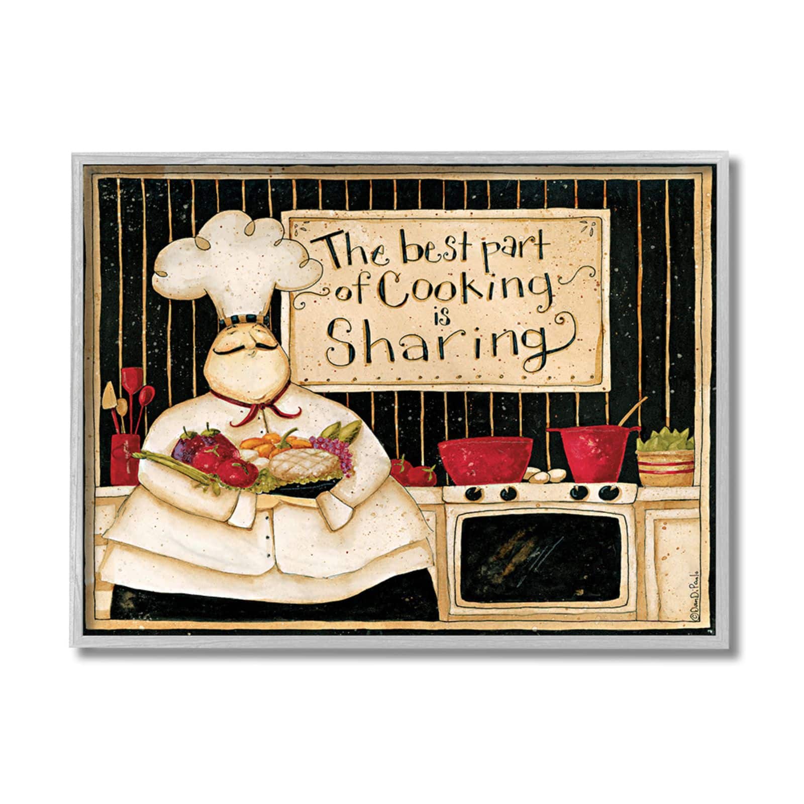Stupell Industries Cooking Is Sharing Phrase Vintage Hefty Kitchen Chef Framed Wall Art