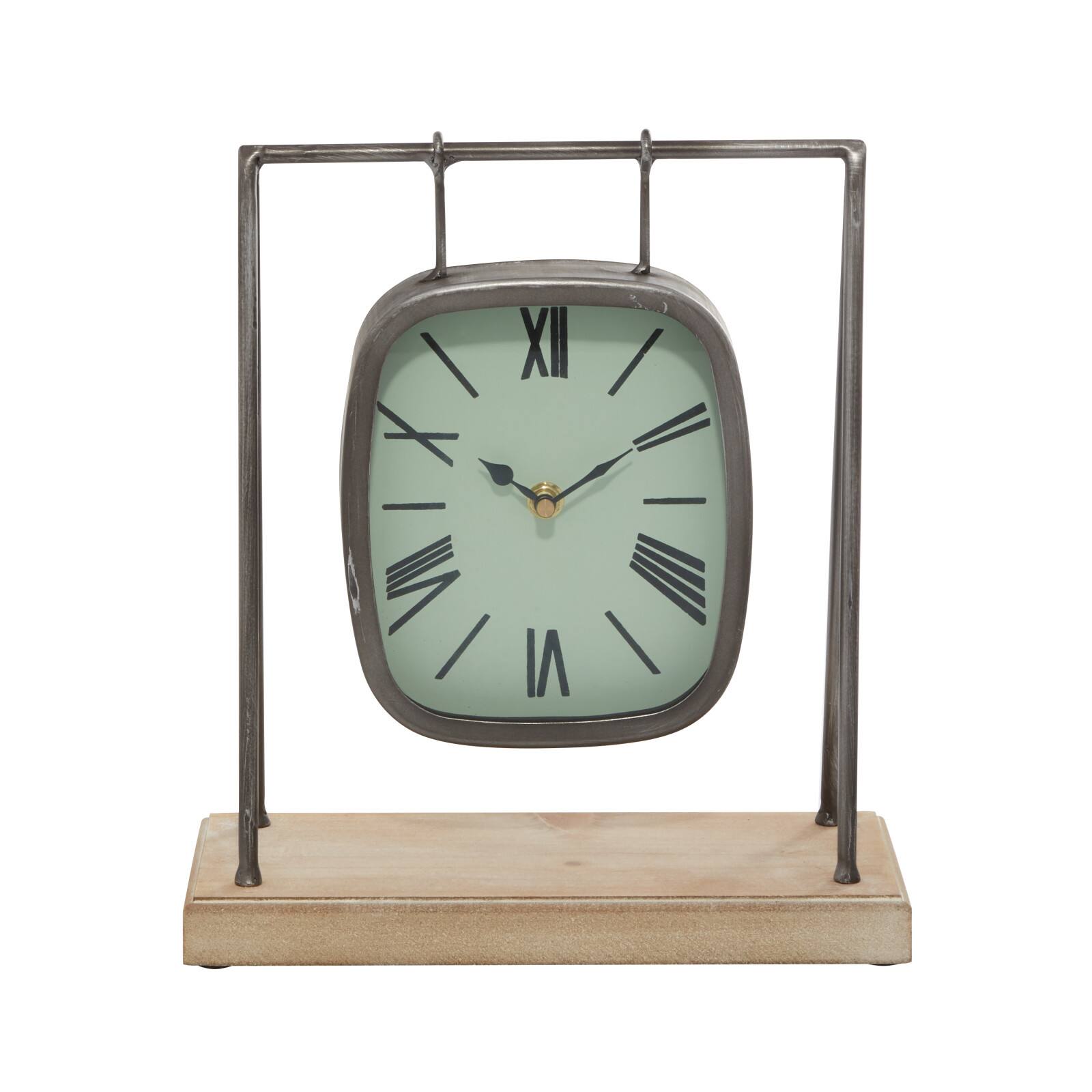 12&#x22; Gray Wood Farmhouse Swing Clock
