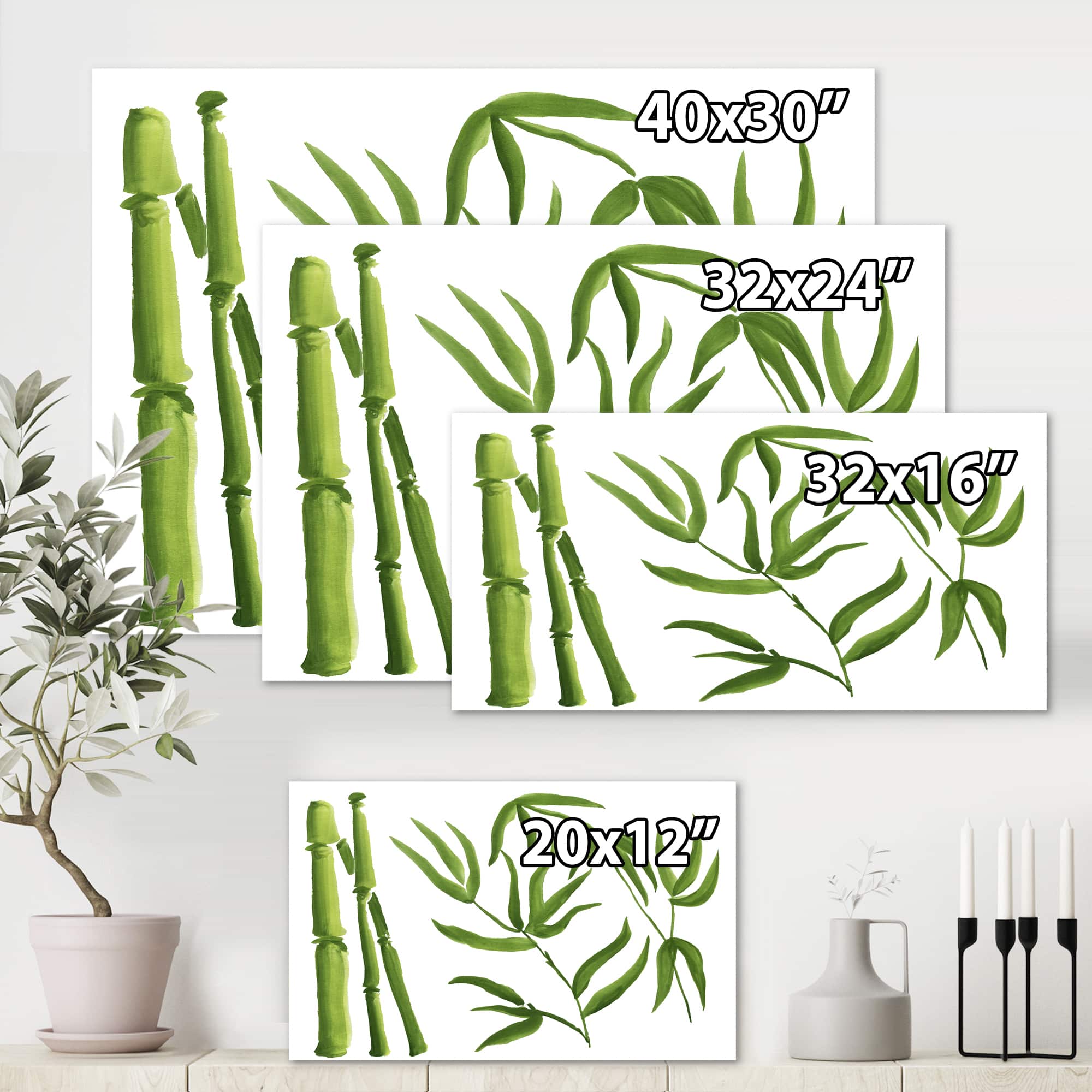 Designart - Bamboo Branches In The Forest IV - Tropical Canvas Wall Art Print