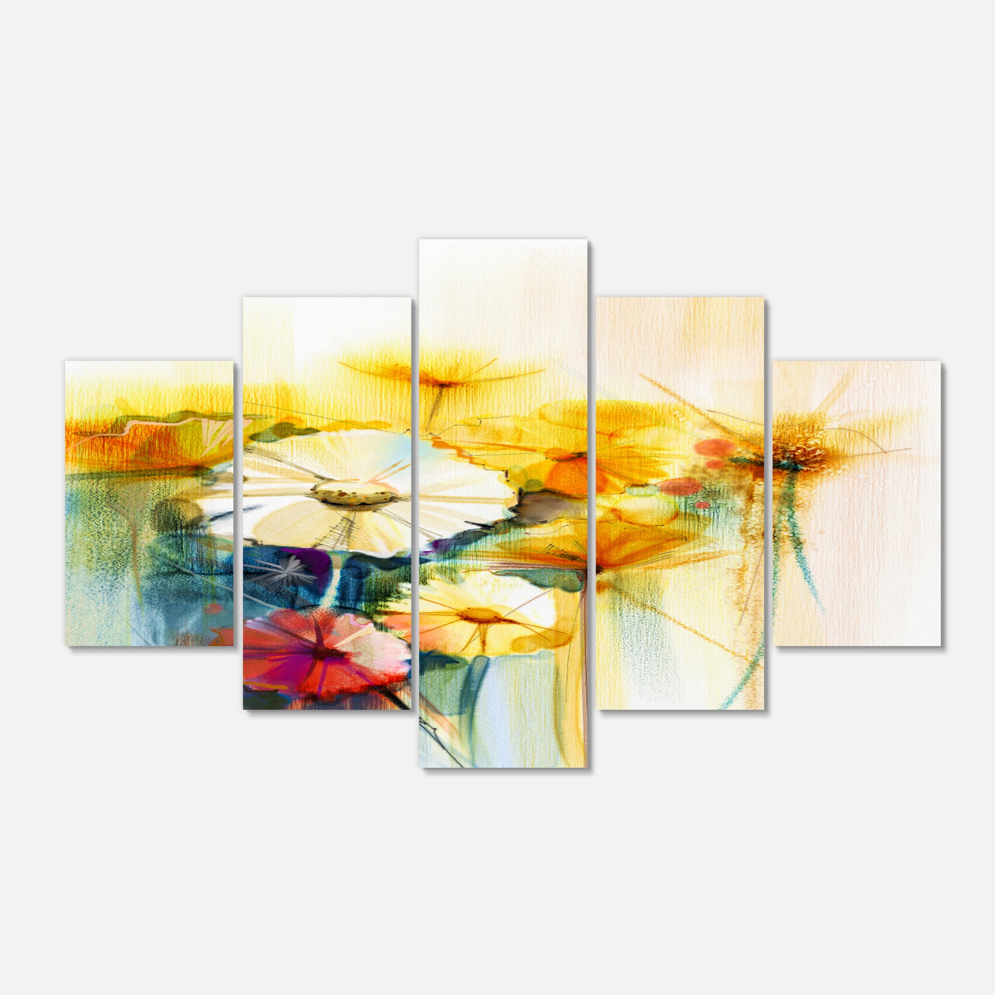 Designart - Bunch of White Yellow Flowers - Large Floral Canvas Art Print