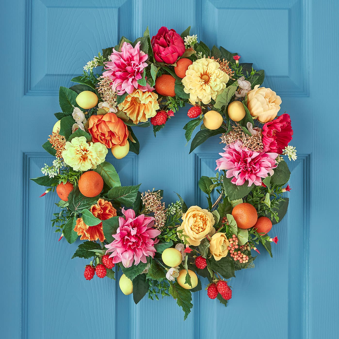 Summer Fruit and Floral Wire Wreath