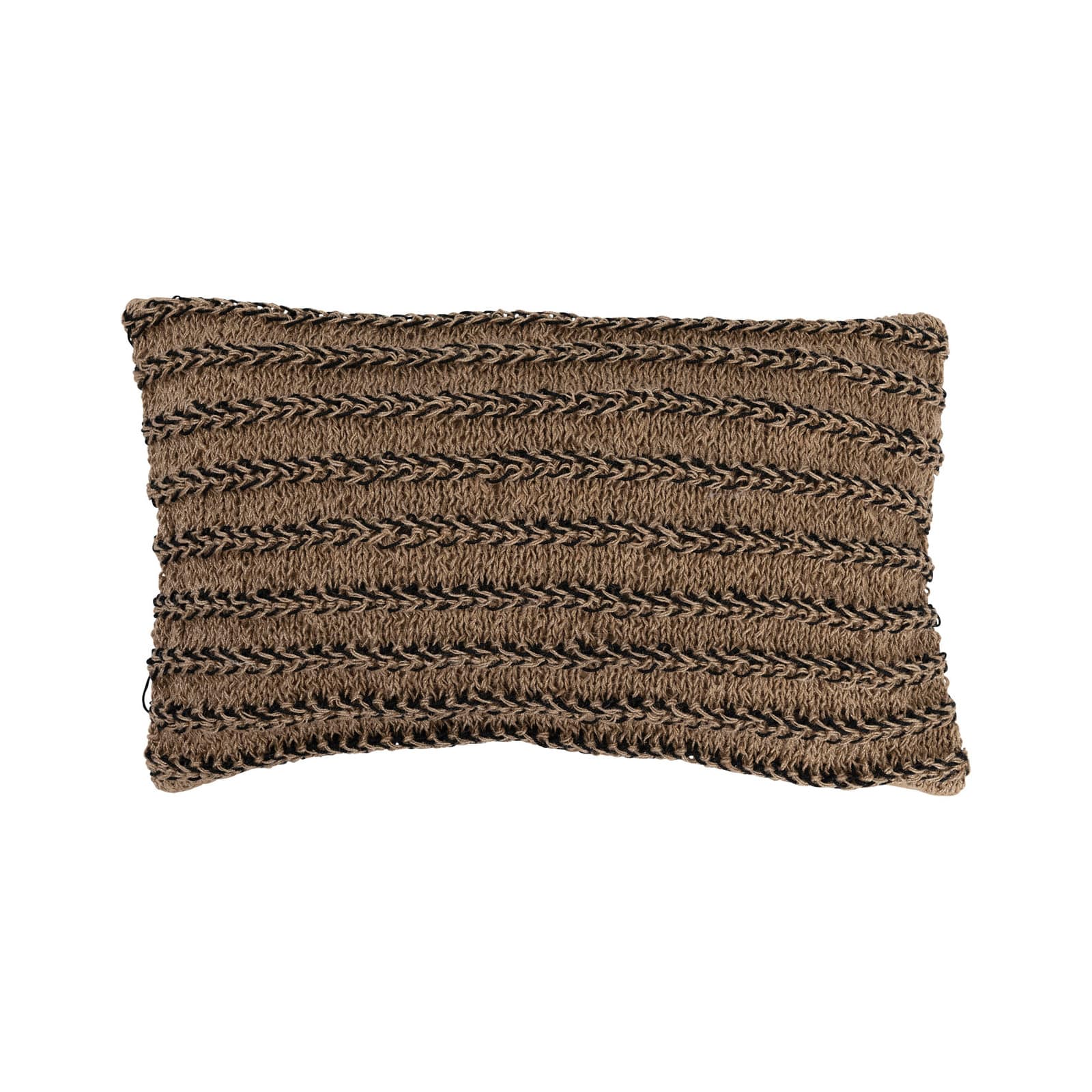 Hello Honey® Natural & Black Hand-Woven Jute & Cotton Macramé Lumbar Pillow