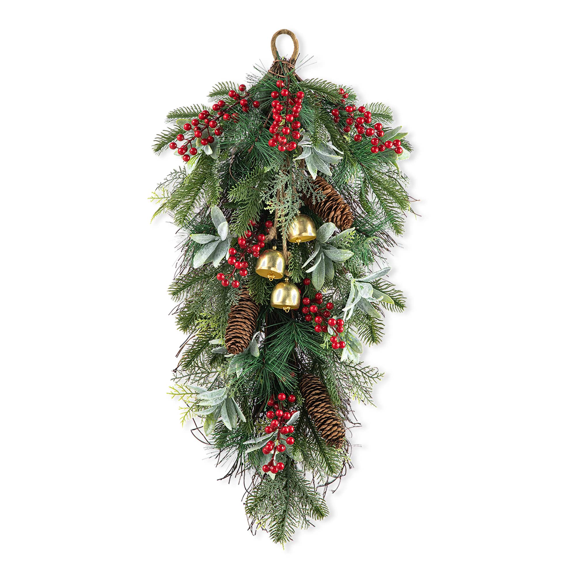 Glitzhome® 26" Berry, Pinecone & Bell Teardrop