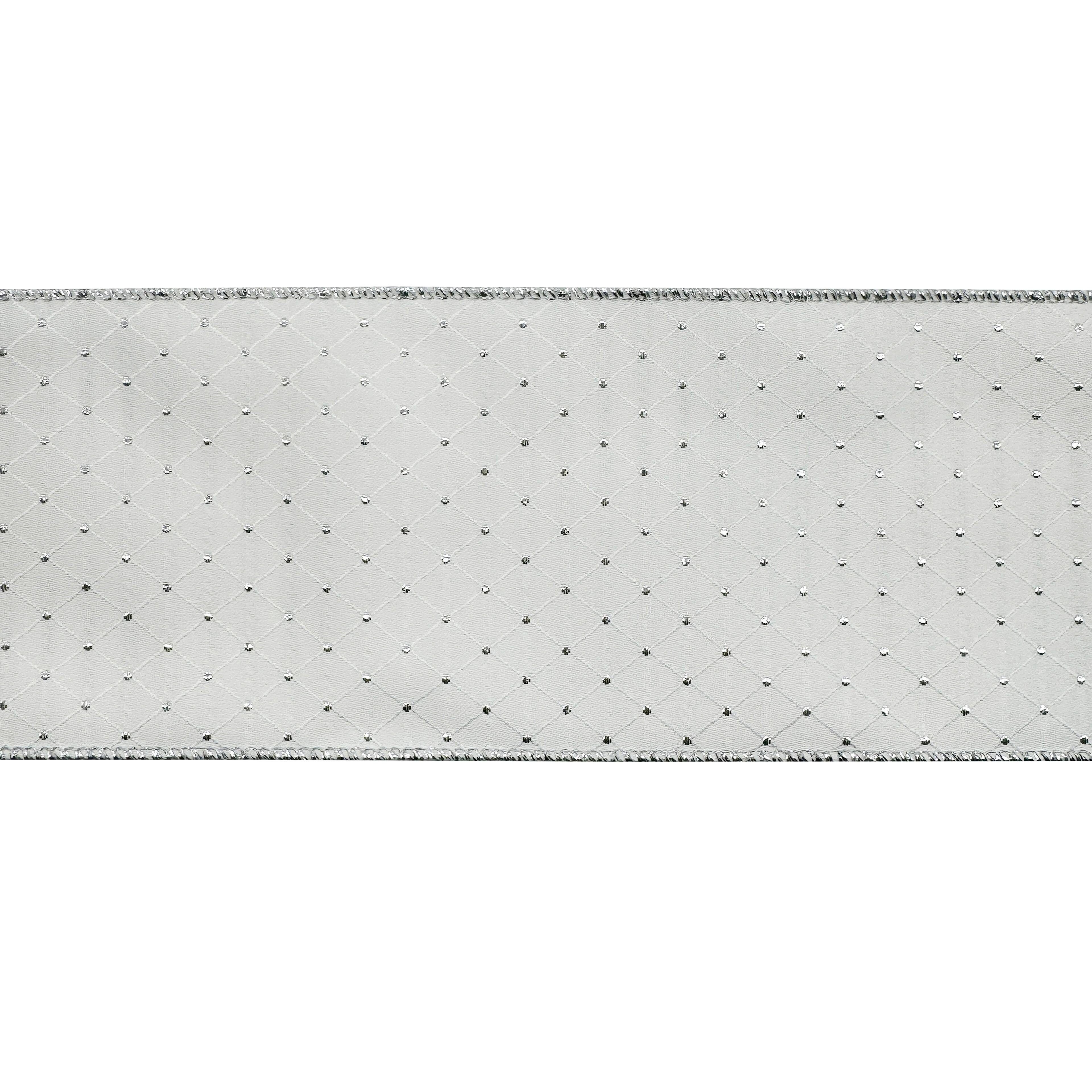 2.5" x 15ft. White & Silver Jacquard Dots Wired Ribbon by Celebrate It®