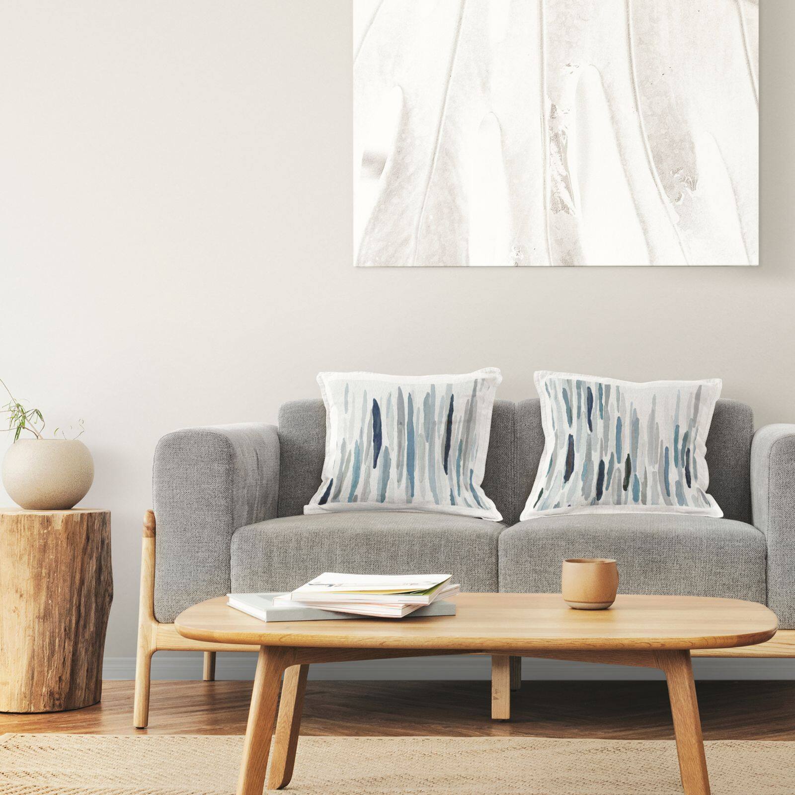 Stupell Industries Blue Abstract Rainfall Striped Line Pattern 2 Pillow Set, 18" x 18"