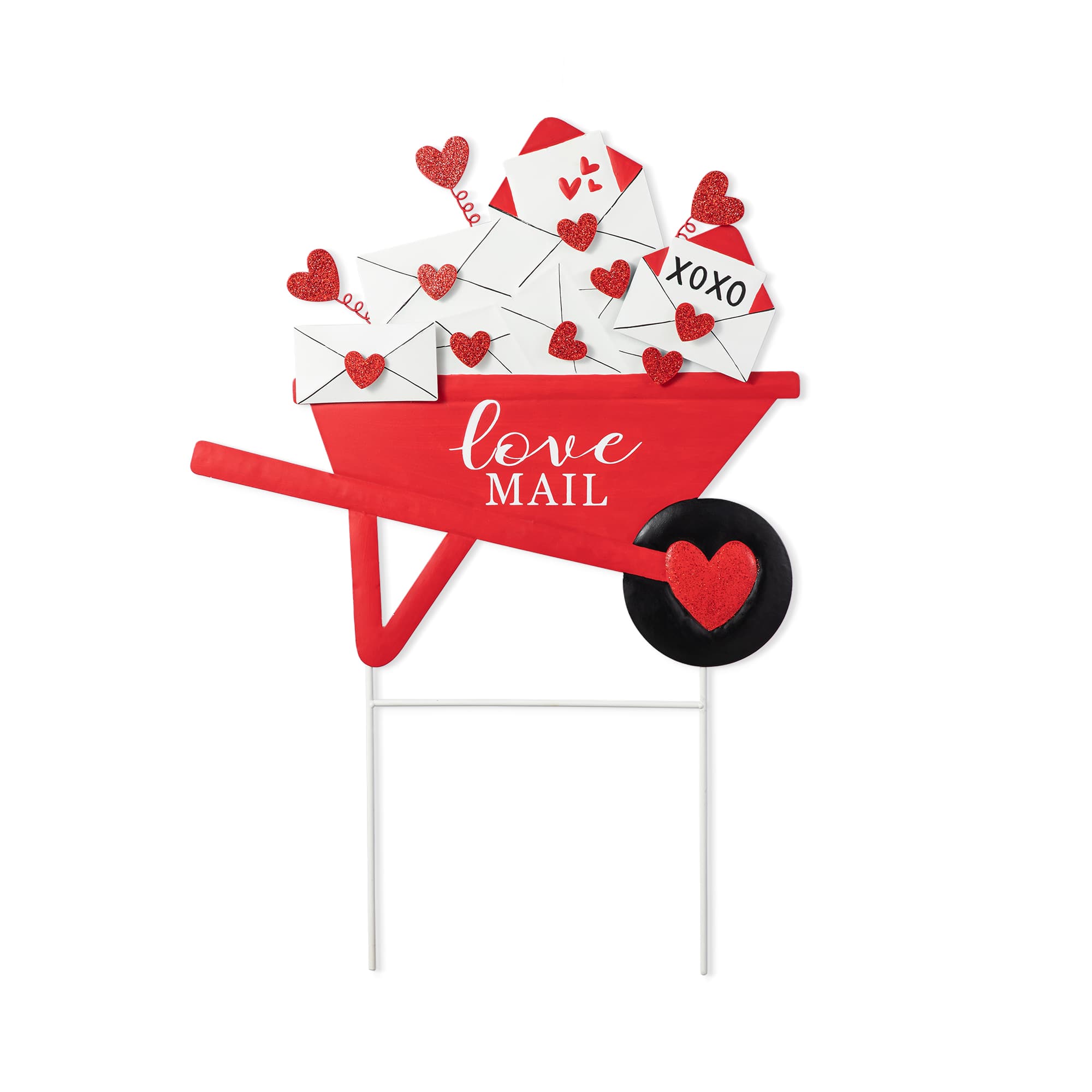 Glitzhome® 24" Valentine's Metal Love Mail Wagon Yard Stake
