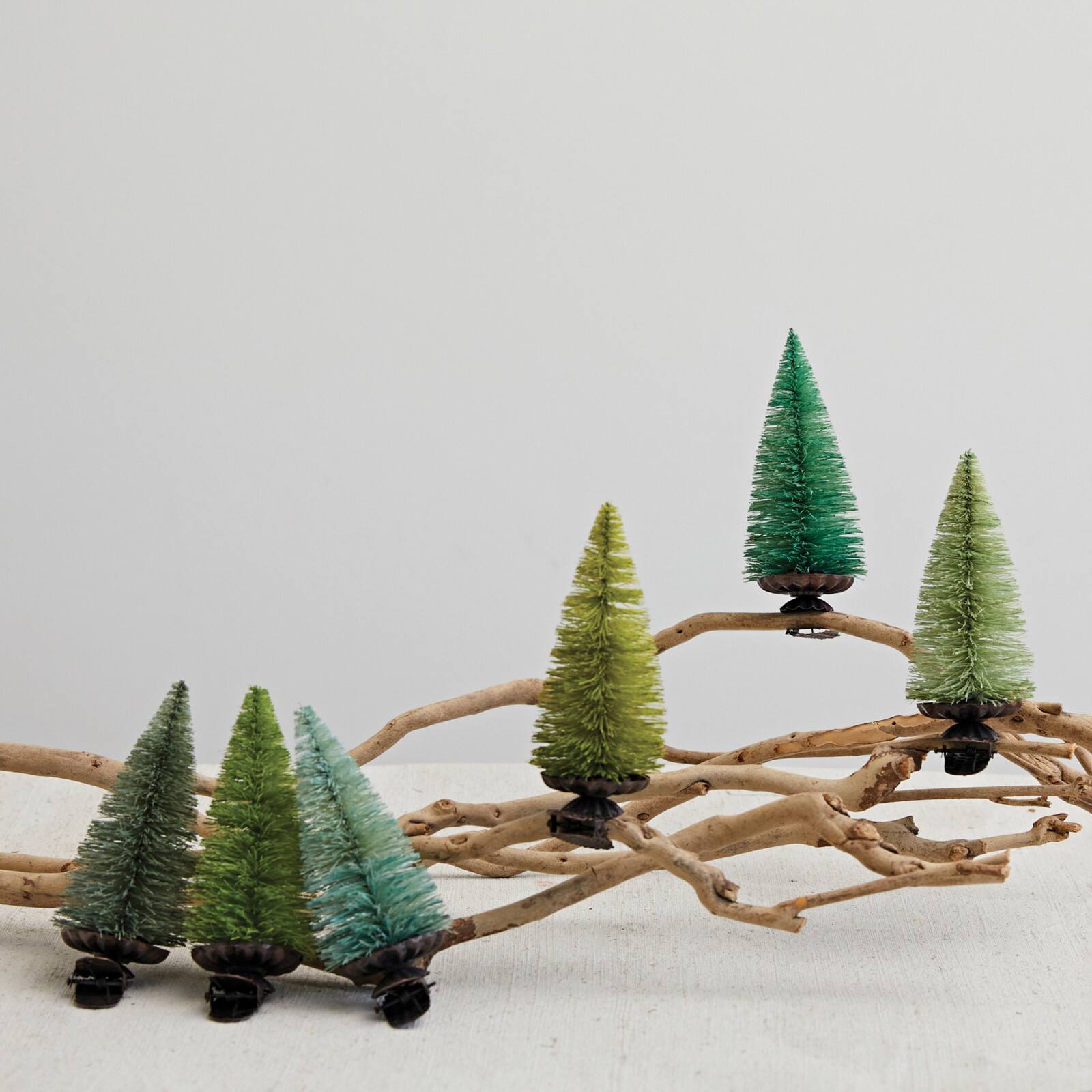 Hello Honey® Green Sisal Bottle Brush Tree Clip-on Ornaments Boxed Set