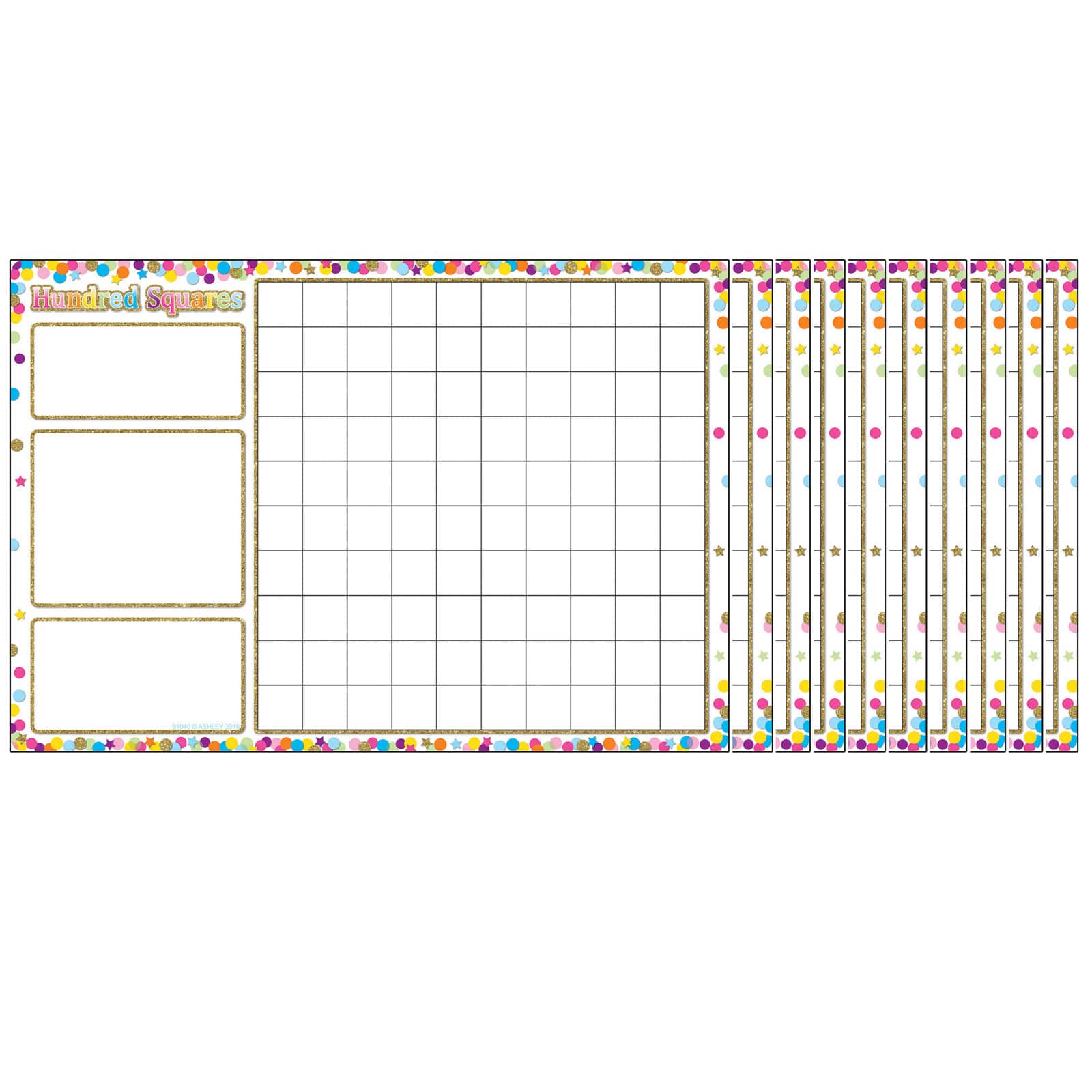Dry-Erase Surface Smart Poly Confetti Grid Chart ASHLEY PRODUCTIONS 