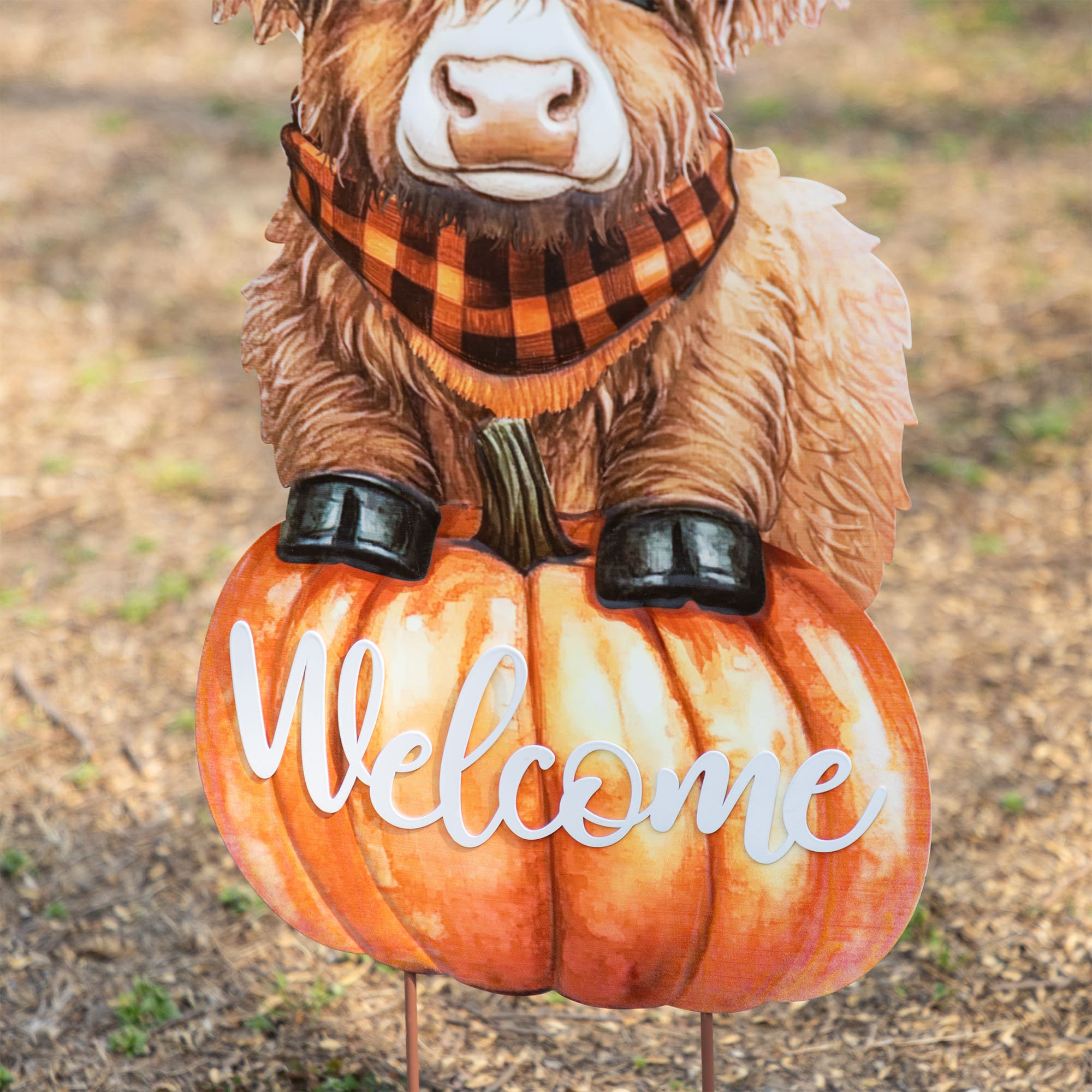 Glitzhome&#xAE; 29.75&#x22; Fall Highland Cow Yard Stake or Wall Decor