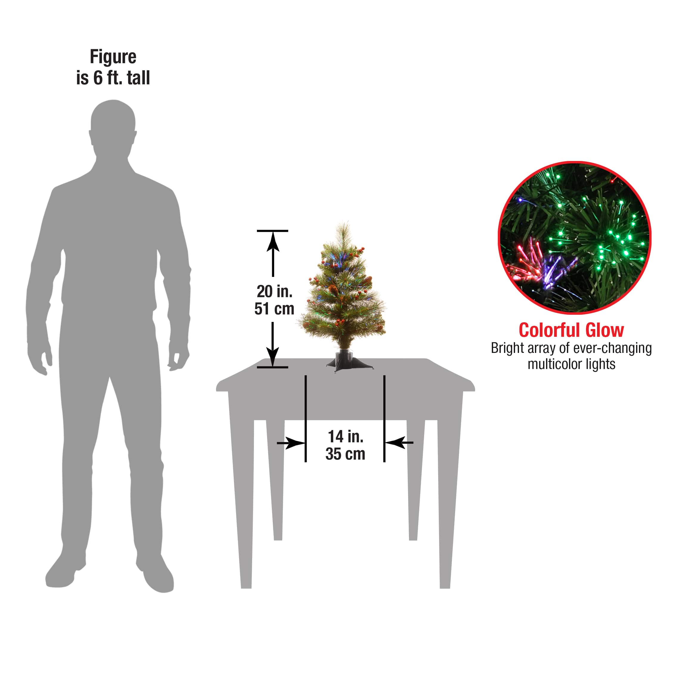 2ft. Fiber Optic Color Changing Ice Crestwood Artificial Christmas Tree with Silver Bristle